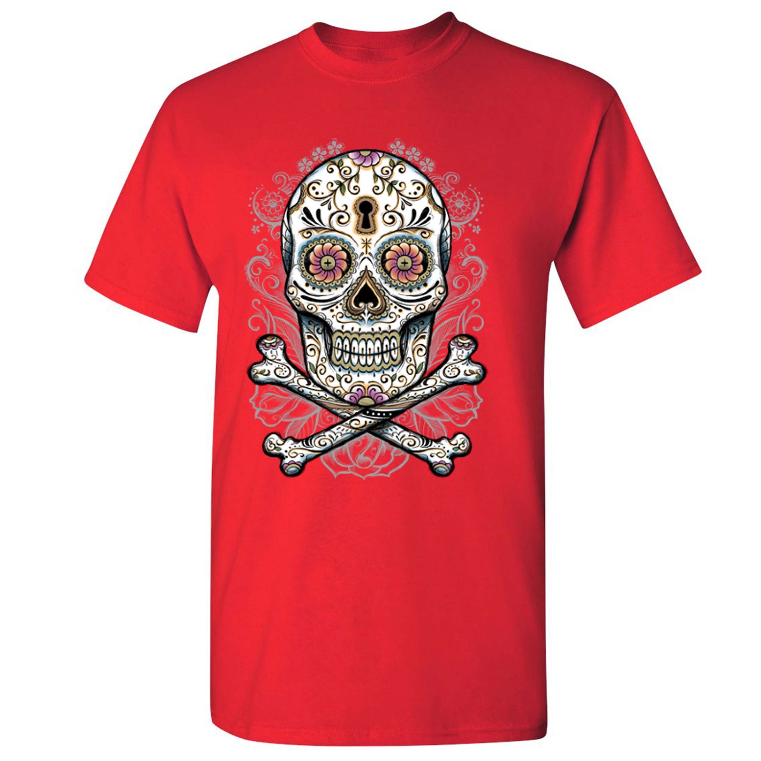 Calavera Sugar Skull T-shirt Mexican Day of the Dead Dia de Muertos Men's Tee - Picture 23 of 65