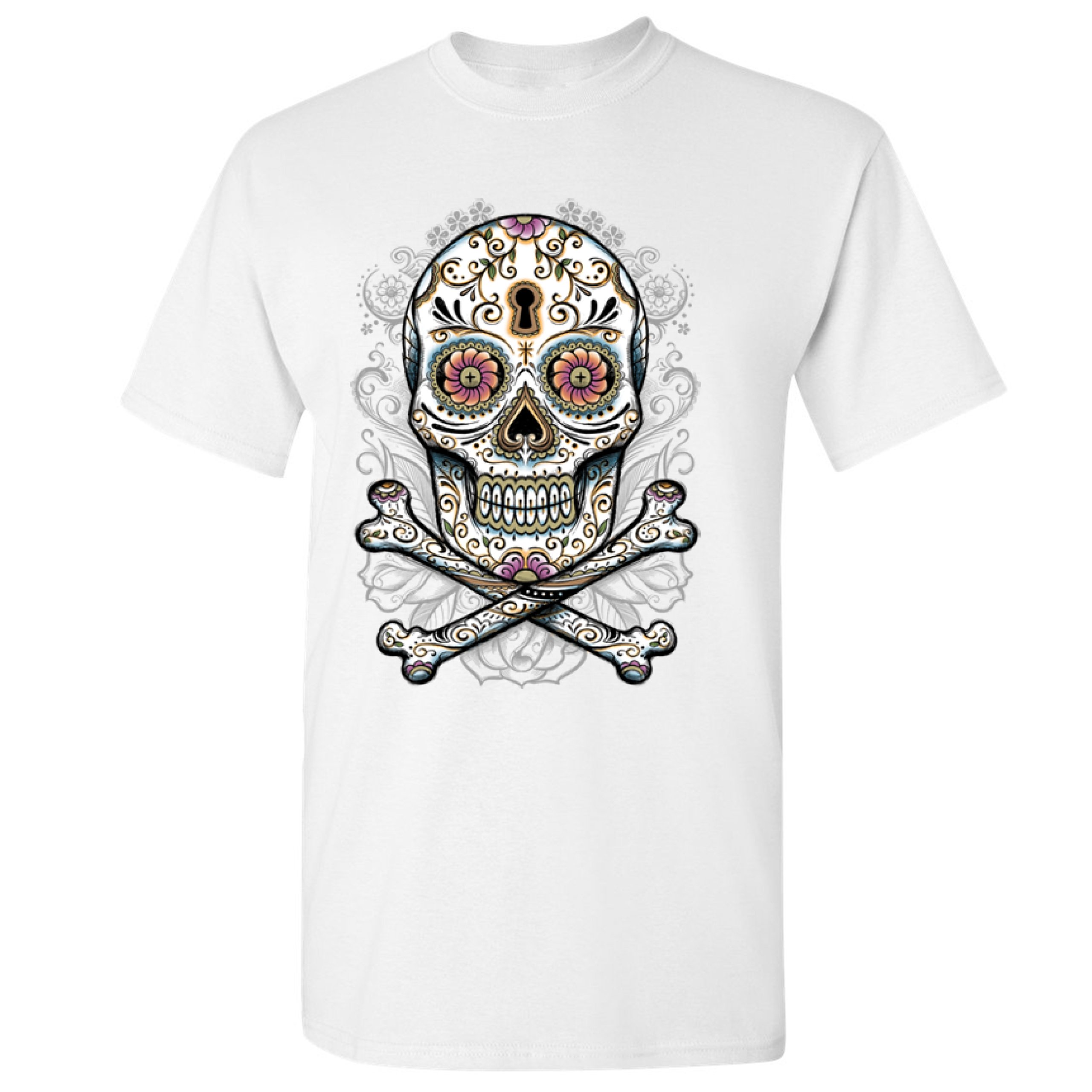 Calavera Sugar Skull T-shirt Mexican Day of the Dead Dia de Muertos Men's Tee - Picture 27 of 65
