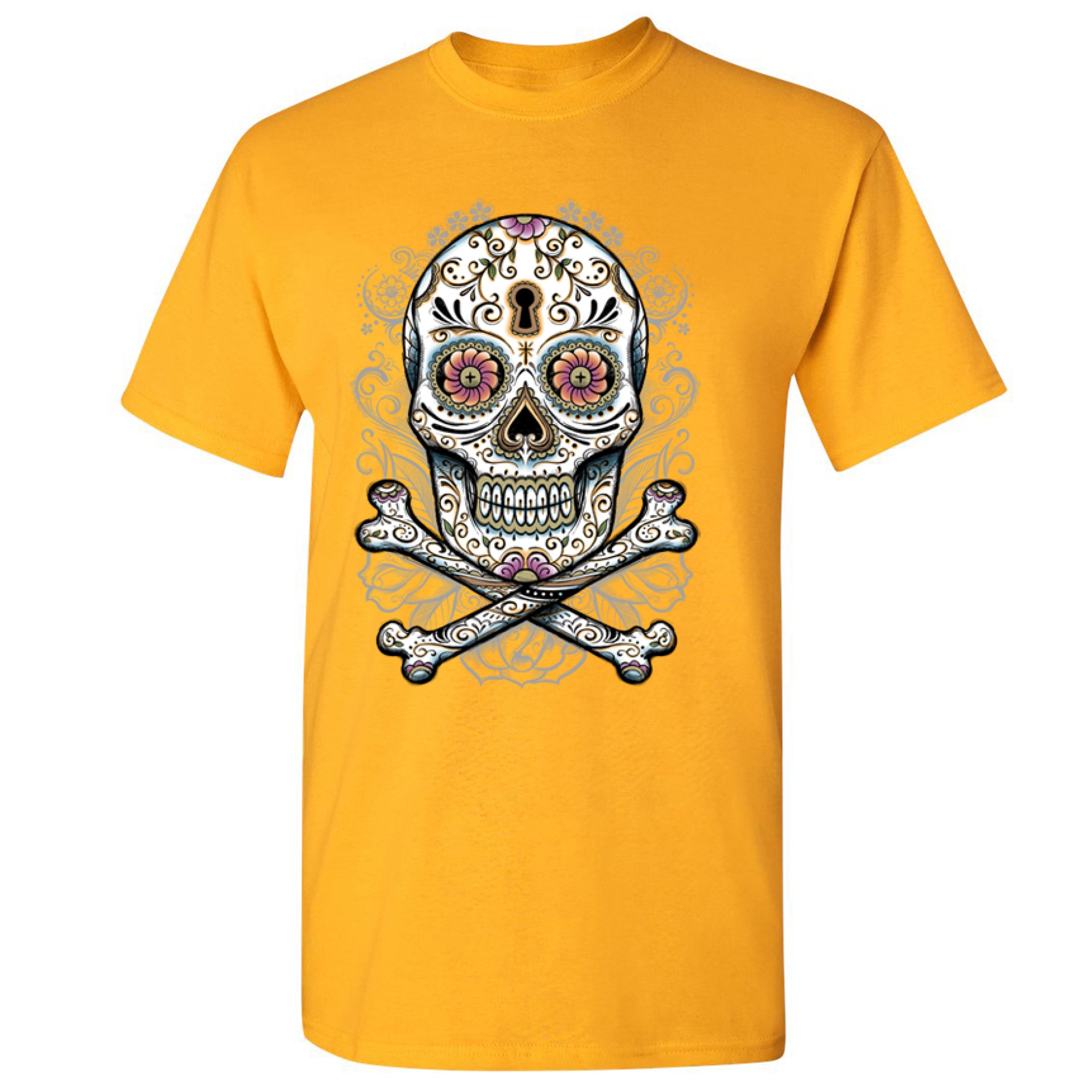 Calavera Sugar Skull T-shirt Mexican Day of the Dead Dia de Muertos Men's Tee - Picture 63 of 65