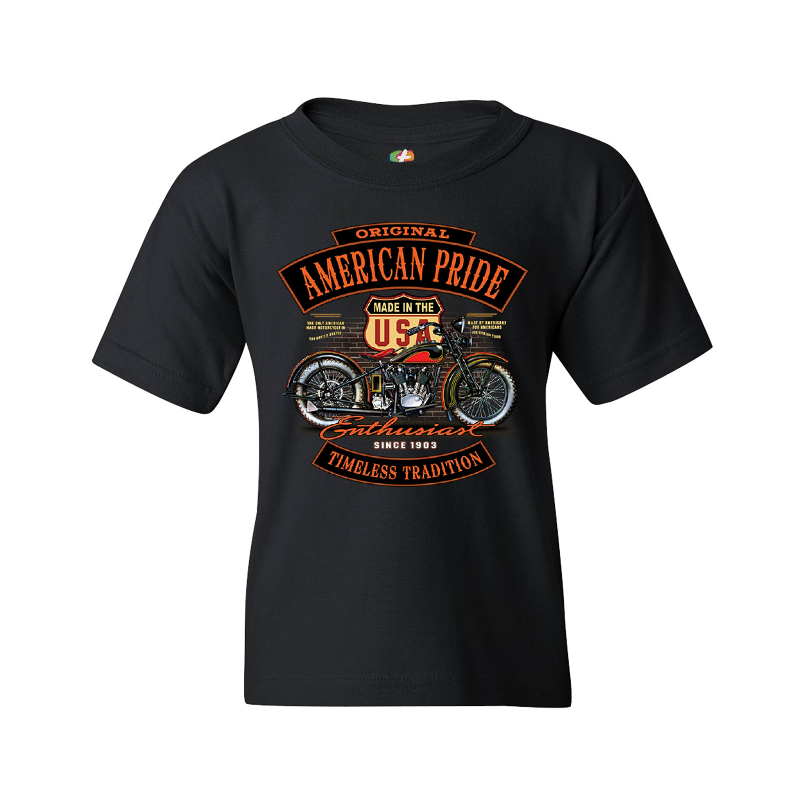 Original American Pride Youth T-shirt Biker Chopper Motorcycle Enthusiast Kids - Picture 7 of 29