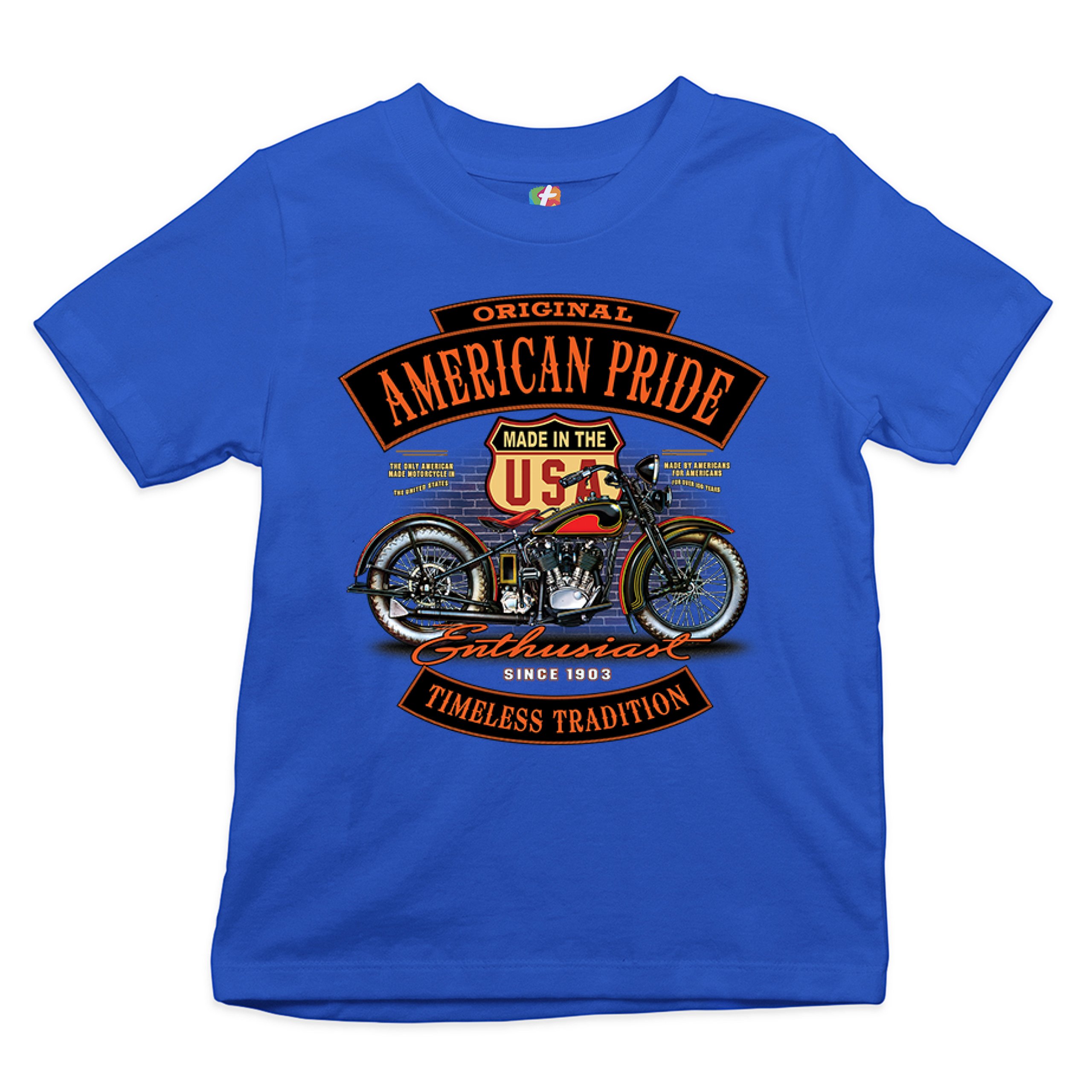 Original American Pride Youth T-shirt Biker Chopper Motorcycle Enthusiast Kids - Picture 22 of 29
