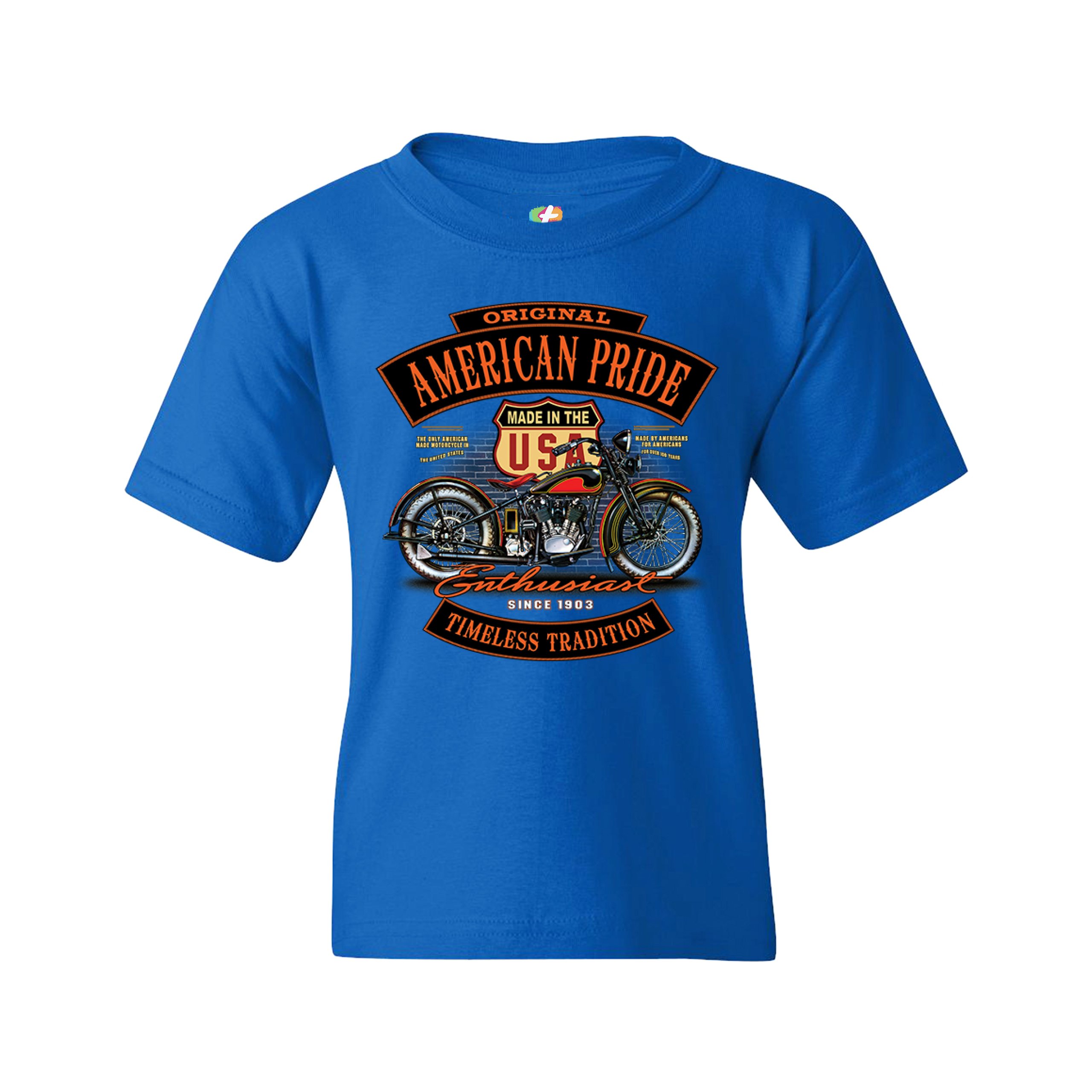 Original American Pride Youth T-shirt Biker Chopper Motorcycle Enthusiast Kids - Picture 23 of 29