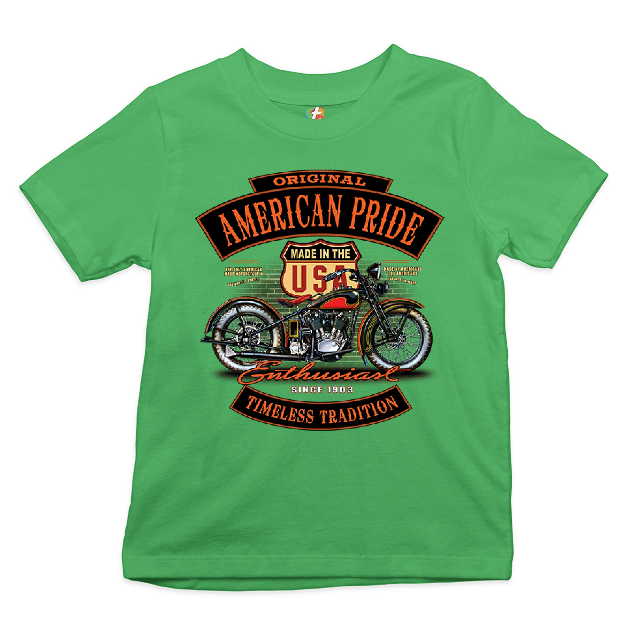 Original American Pride Youth T-shirt Biker Chopper Motorcycle Enthusiast Kids - Picture 18 of 29