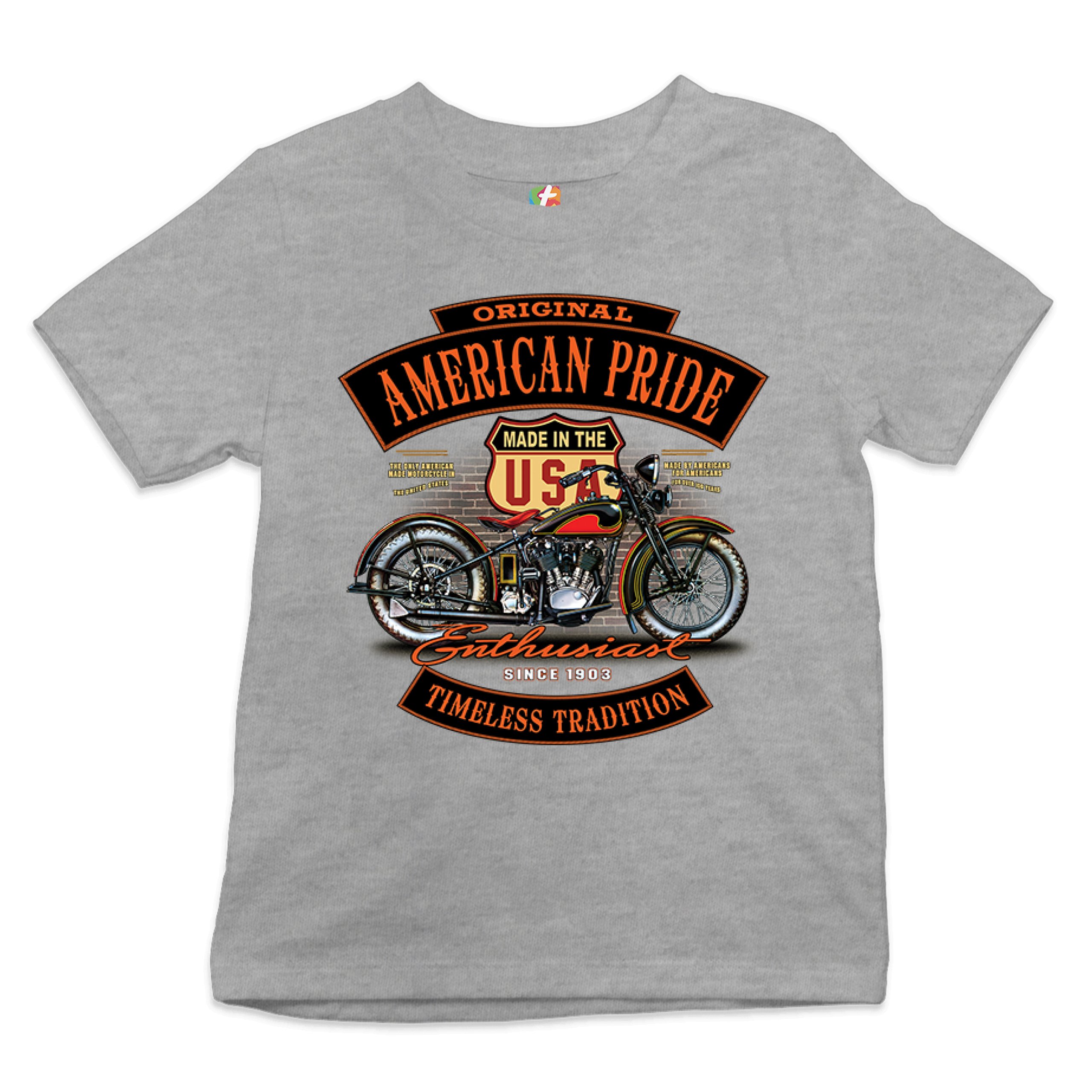 Original American Pride Youth T-shirt Biker Chopper Motorcycle Enthusiast Kids - Picture 10 of 29