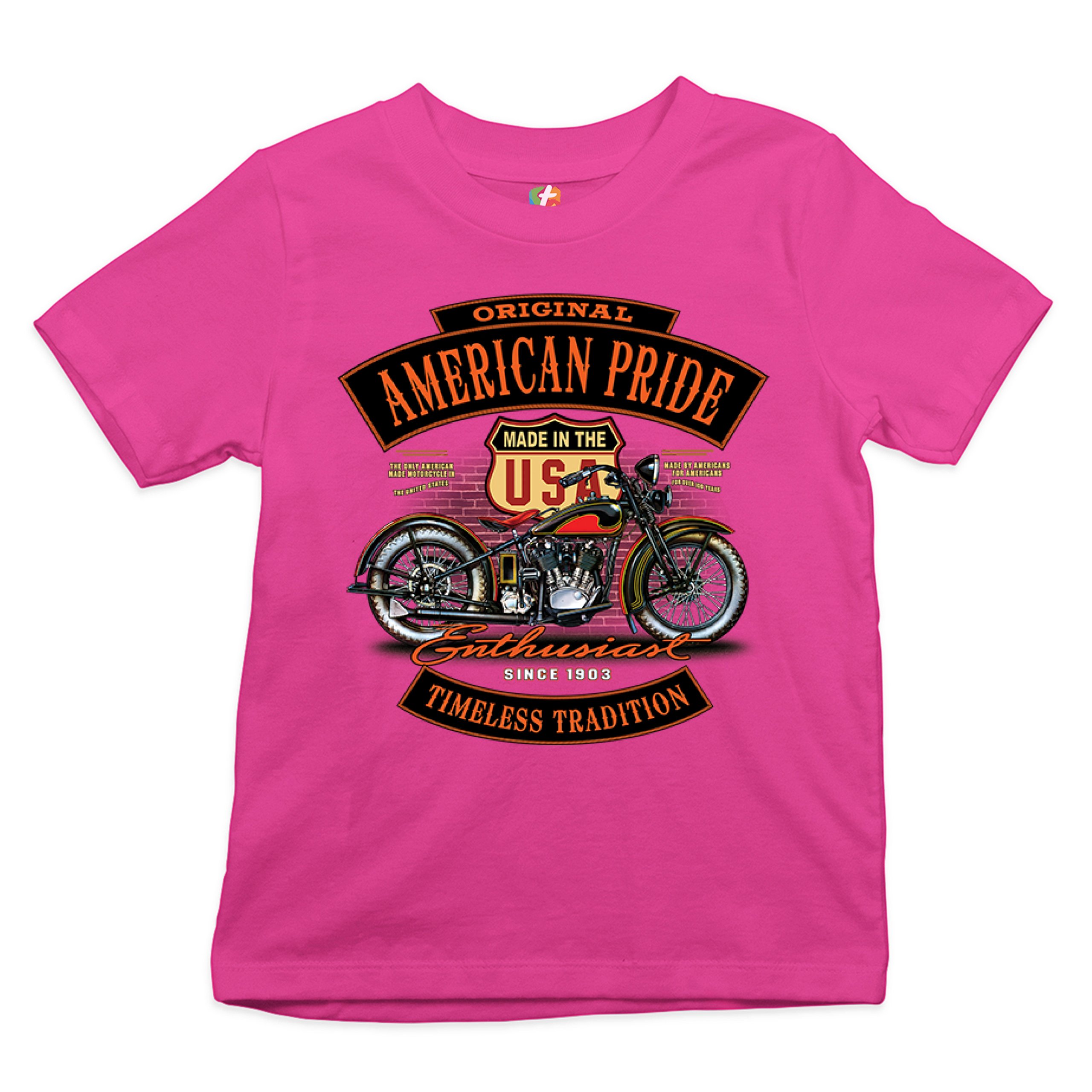 Original American Pride Youth T-shirt Biker Chopper Motorcycle Enthusiast Kids - Picture 26 of 29