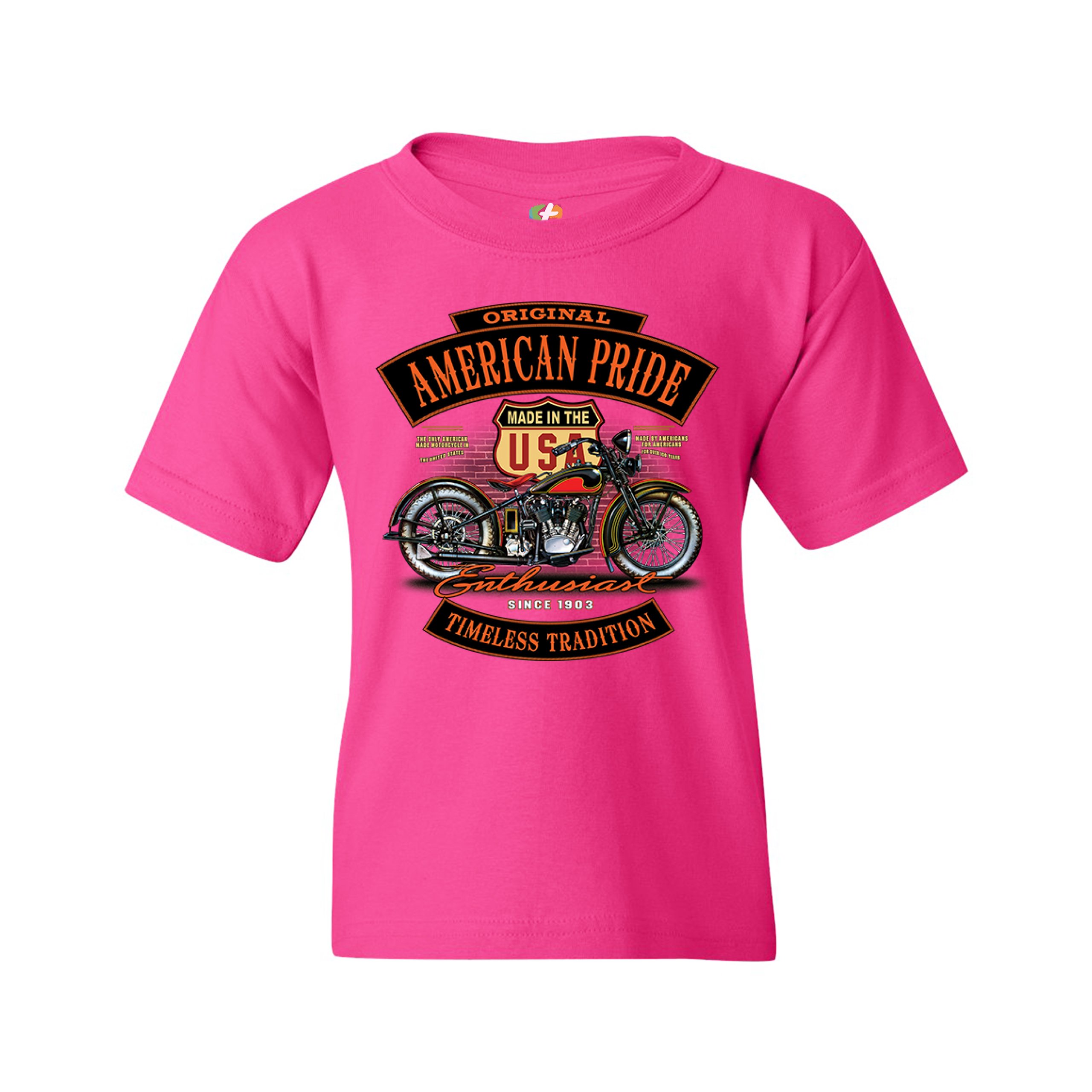 Original American Pride Youth T-shirt Biker Chopper Motorcycle Enthusiast Kids - Picture 27 of 29