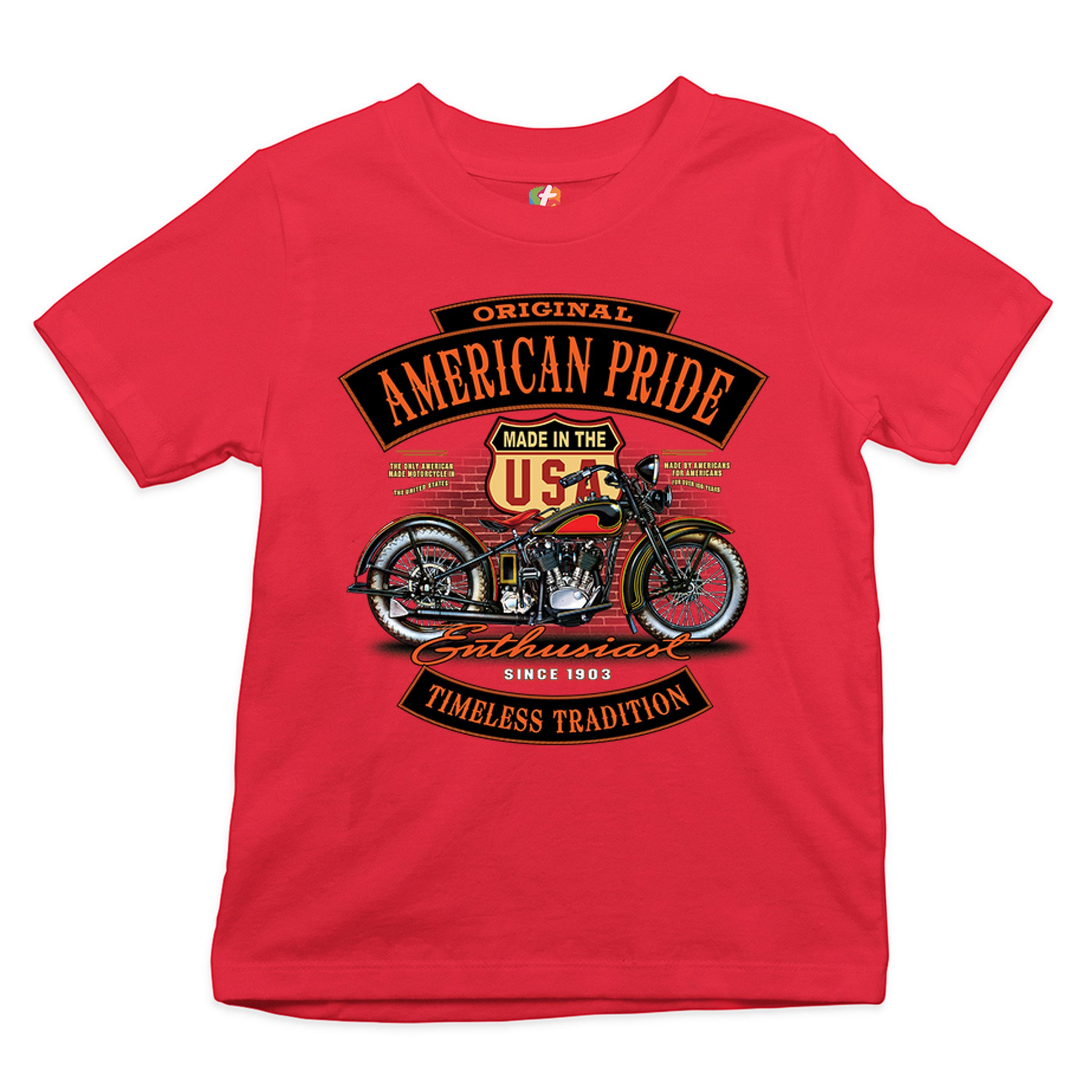 Original American Pride Youth T-shirt Biker Chopper Motorcycle Enthusiast Kids - Picture 14 of 29