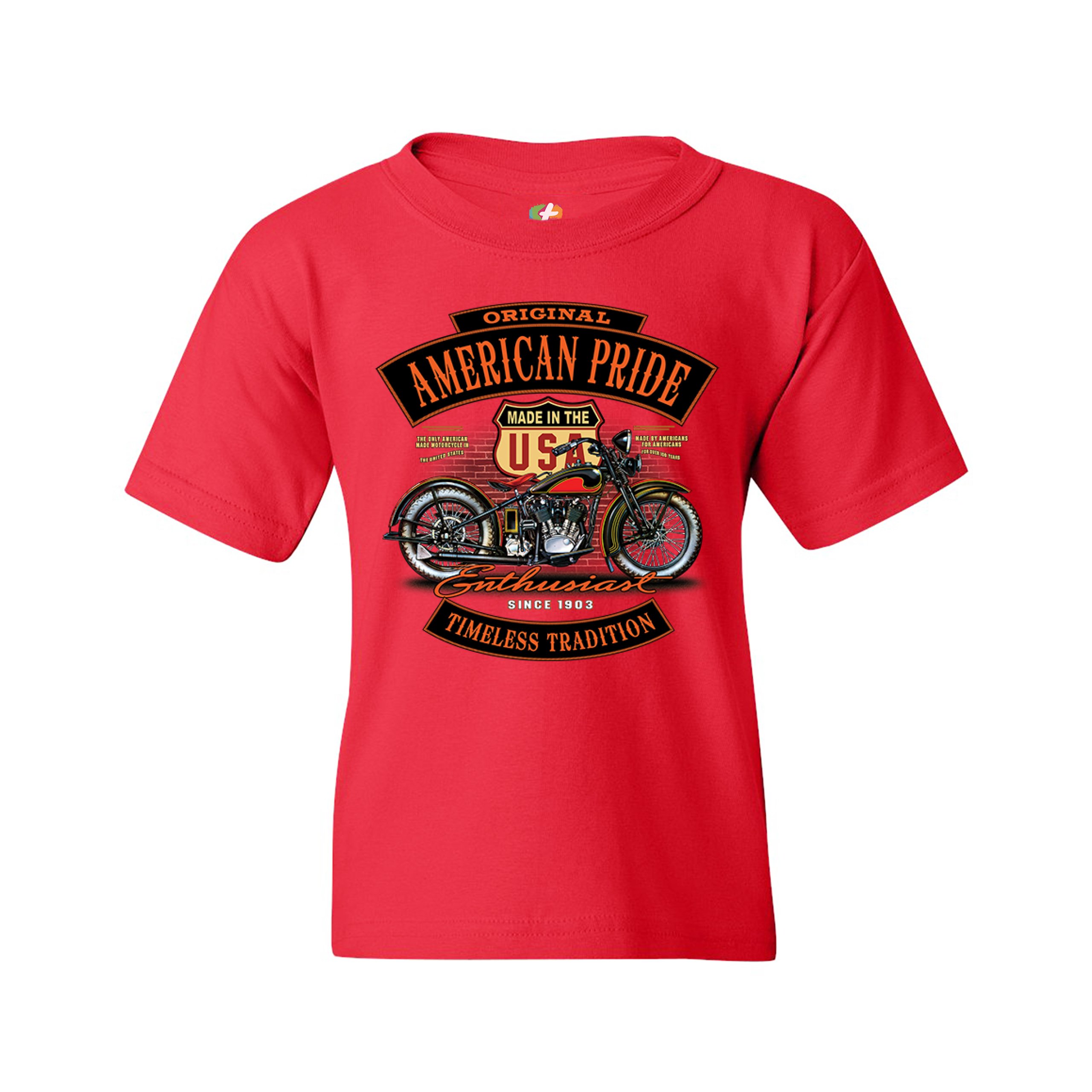 Original American Pride Youth T-shirt Biker Chopper Motorcycle Enthusiast Kids - Picture 15 of 29
