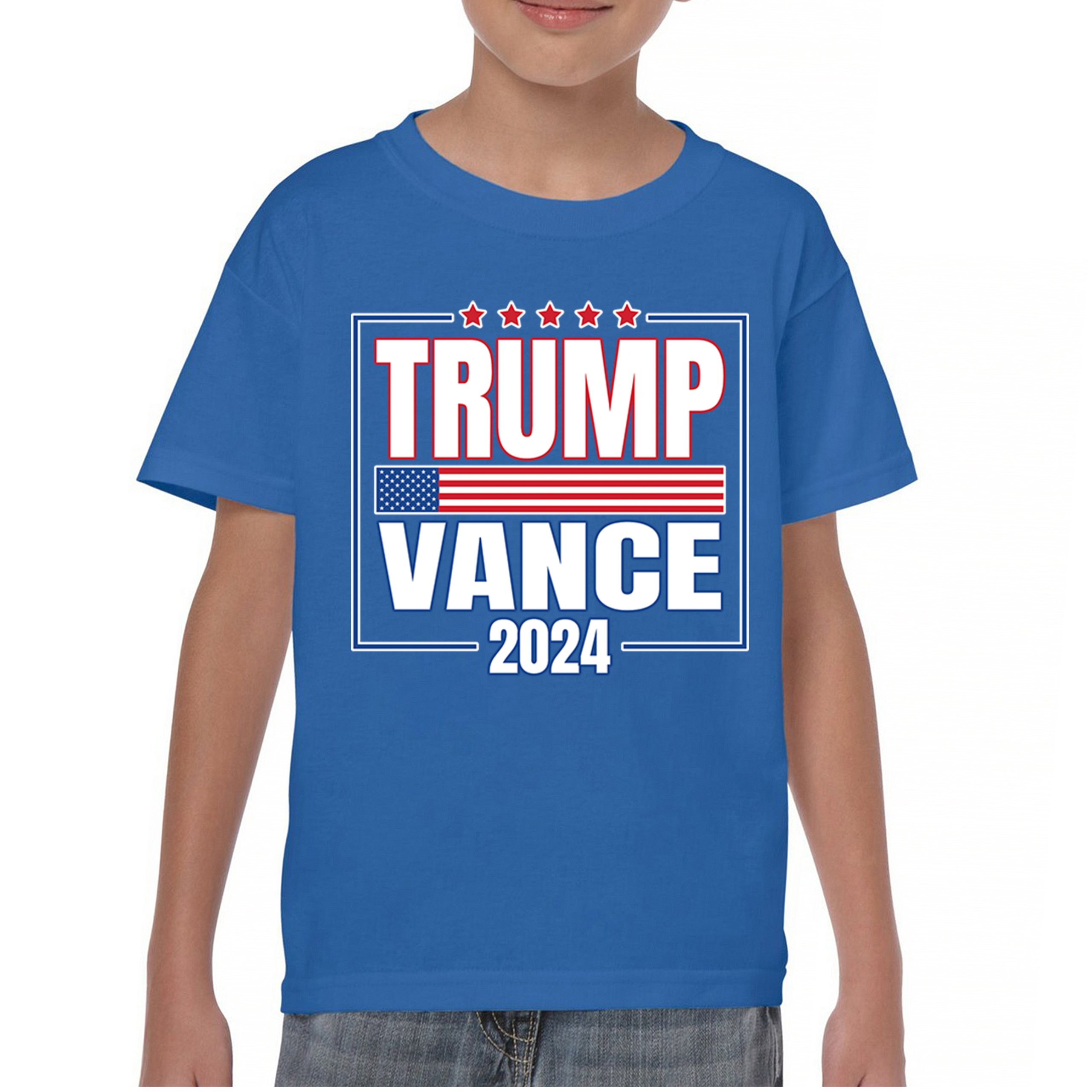 Trump Vance 2024 American Flag Youth T-shirt 47 President MAGA Republican Kids - Picture 37 of 50