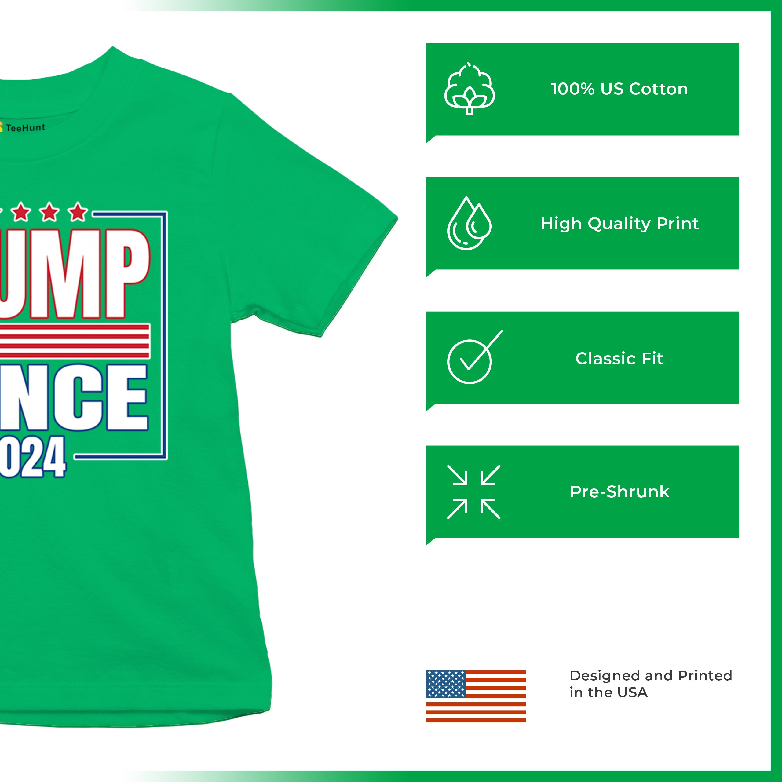 Trump Vance 2024 American Flag Youth T-shirt 47 President MAGA Republican Kids - Picture 35 of 50