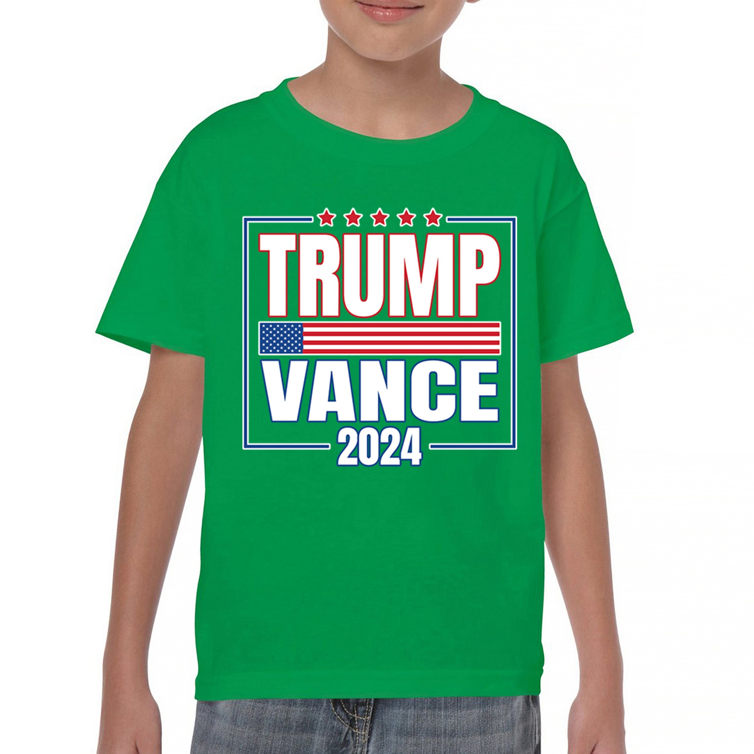 Trump Vance 2024 American Flag Youth T-shirt 47 President MAGA Republican Kids - Picture 30 of 50