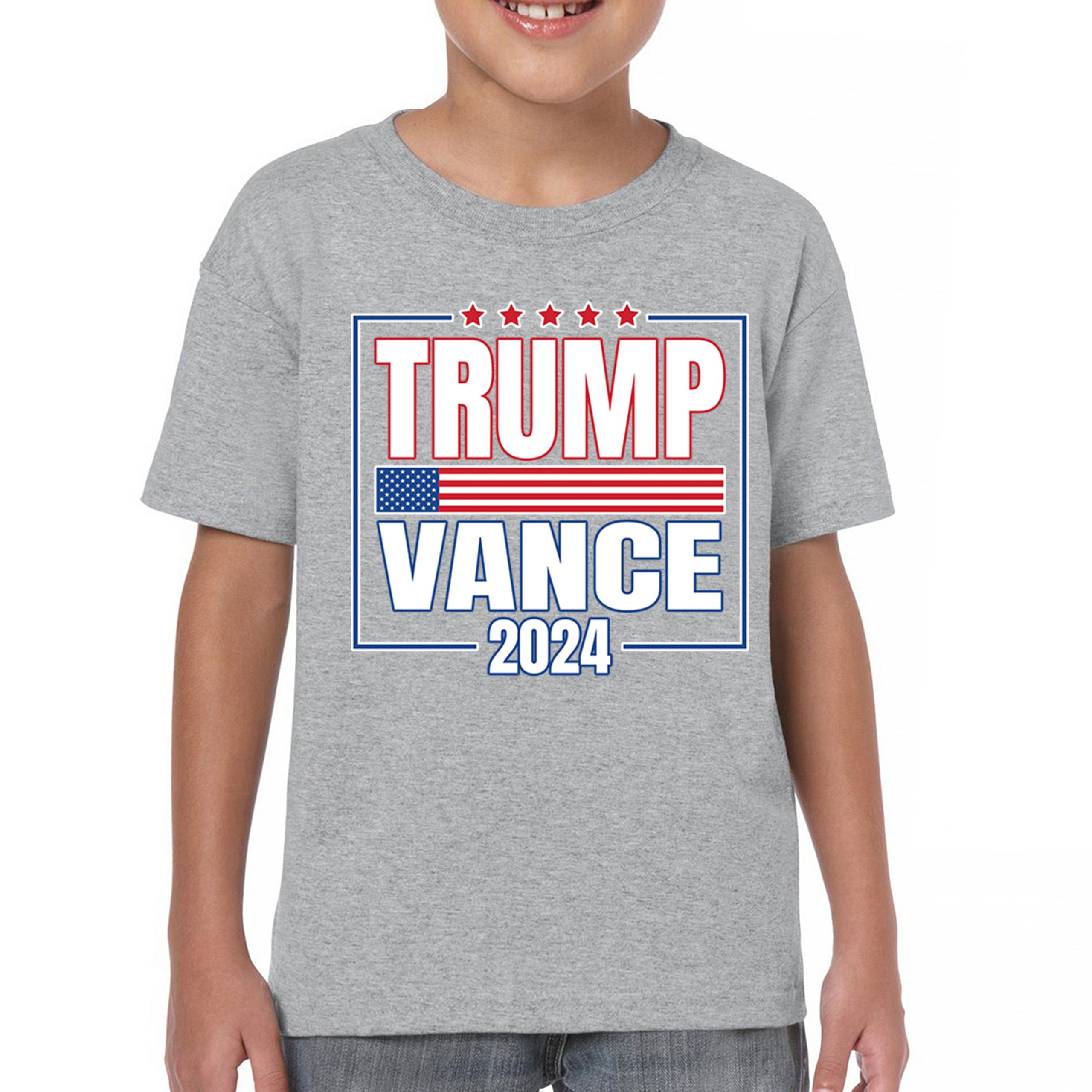 Trump Vance 2024 American Flag Youth T-shirt 47 President MAGA Republican Kids - Picture 9 of 50
