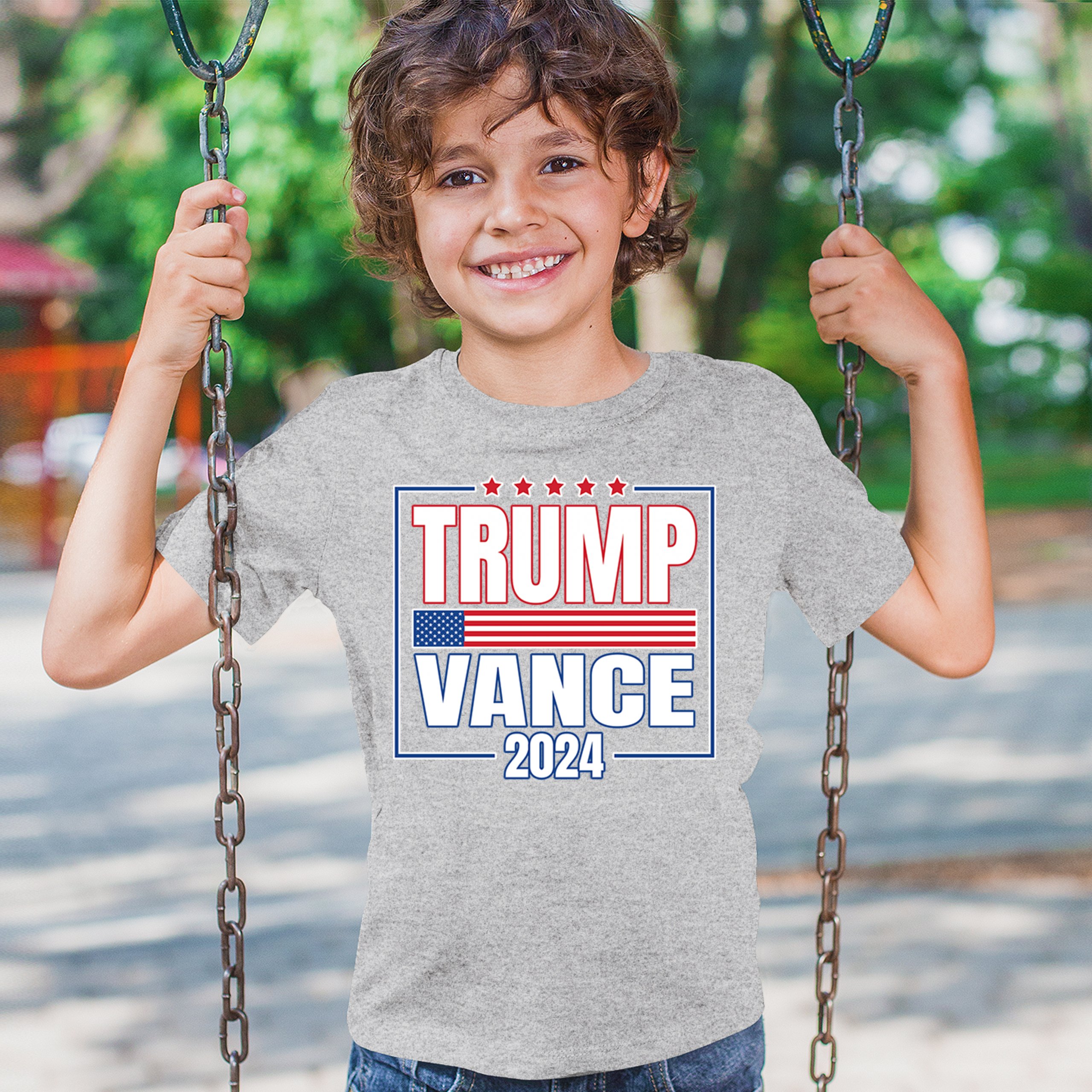 Trump Vance 2024 American Flag Youth T-shirt 47 President MAGA Republican Kids - Picture 12 of 50