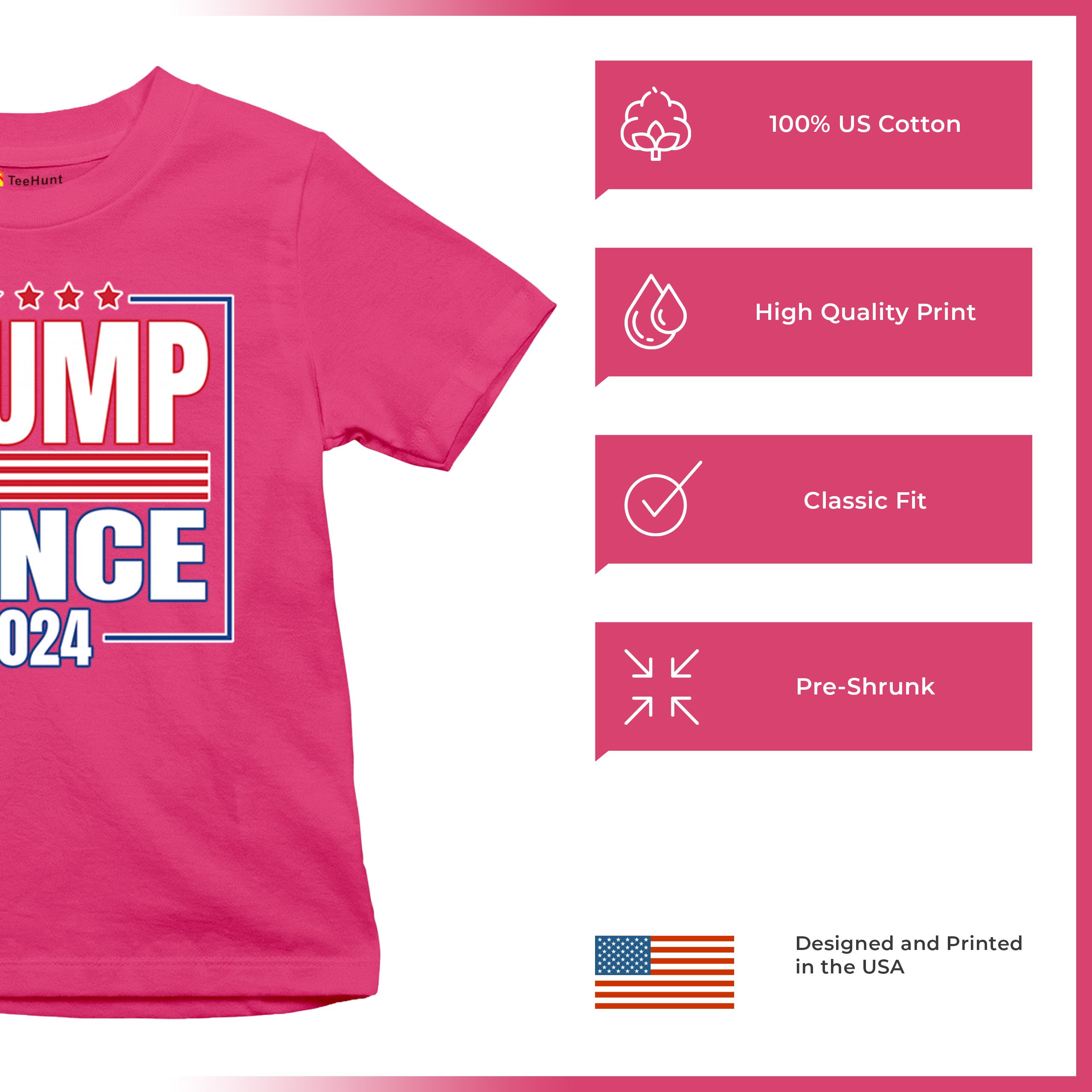 Trump Vance 2024 American Flag Youth T-shirt 47 President MAGA Republican Kids - Picture 49 of 50