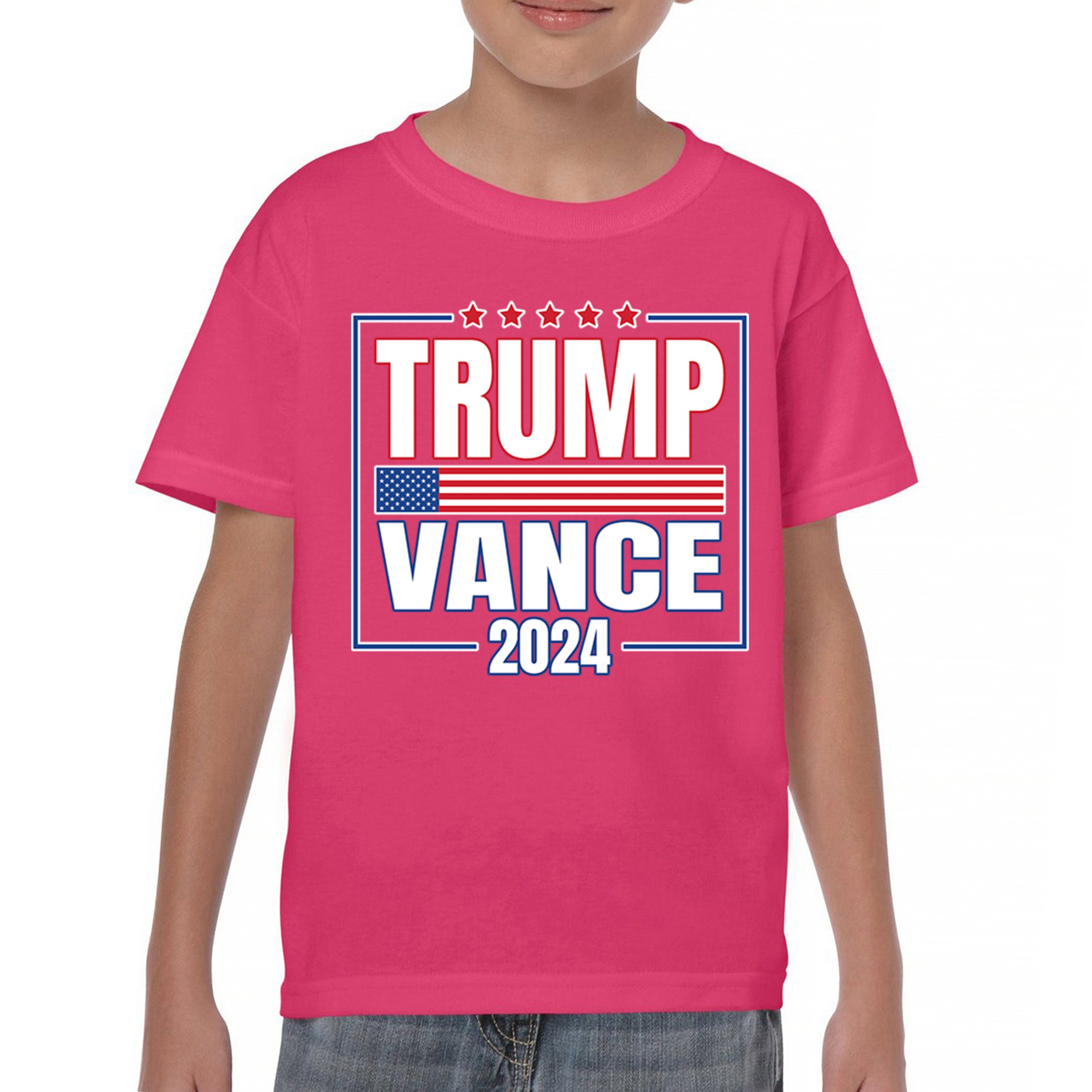 Trump Vance 2024 American Flag Youth T-shirt 47 President MAGA Republican Kids - Picture 44 of 50