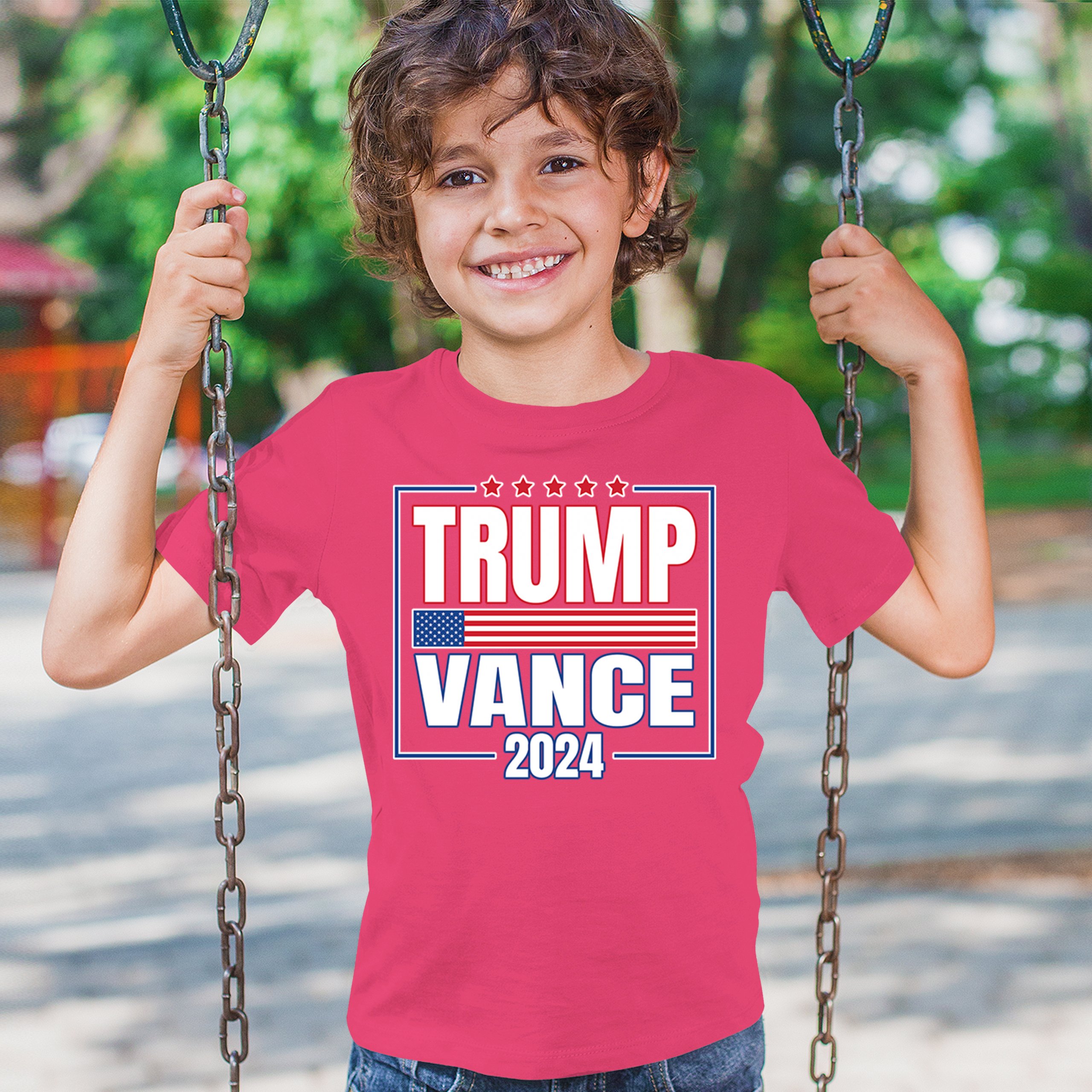 Trump Vance 2024 American Flag Youth T-shirt 47 President MAGA Republican Kids - Picture 47 of 50