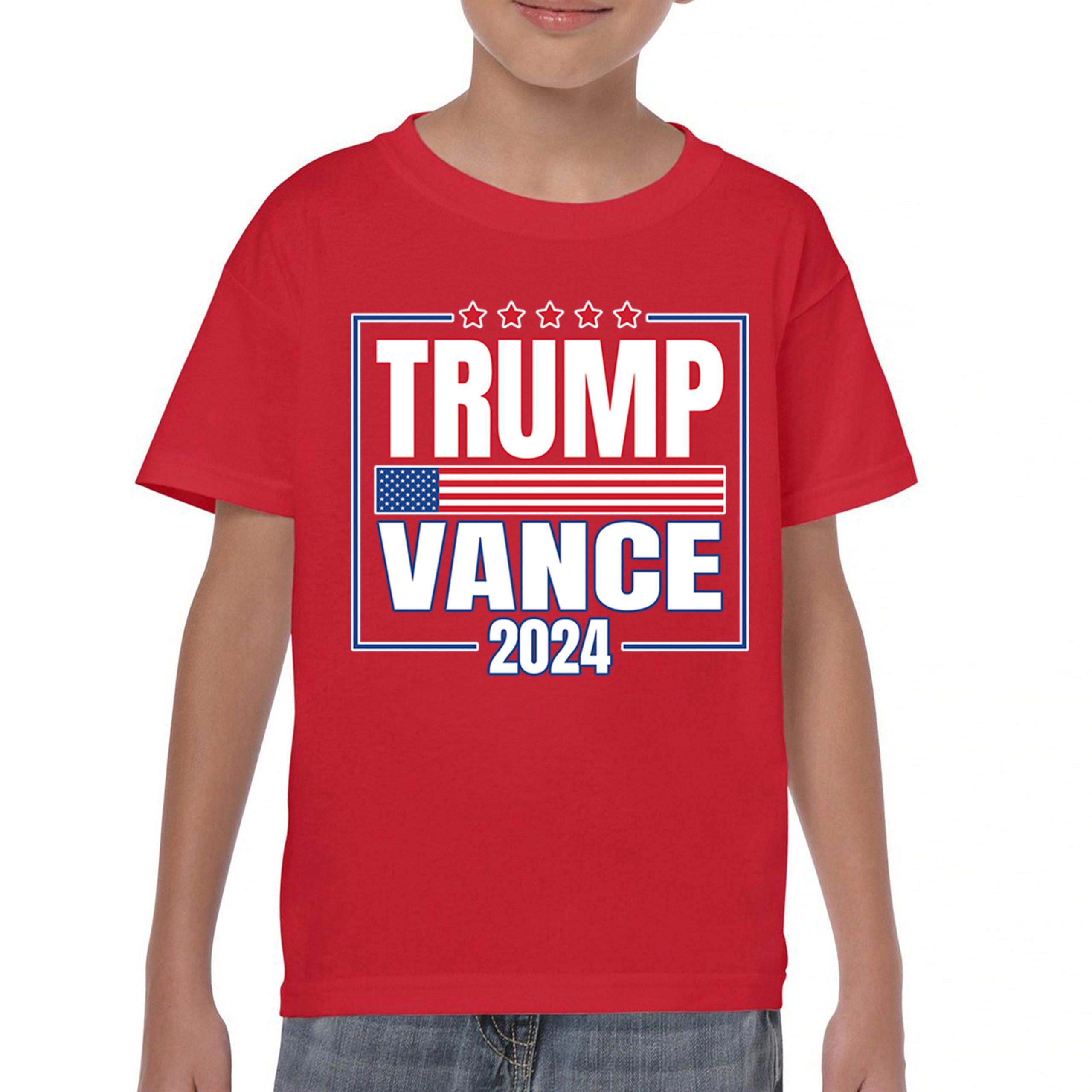 Trump Vance 2024 American Flag Youth T-shirt 47 President MAGA Republican Kids - Picture 16 of 50