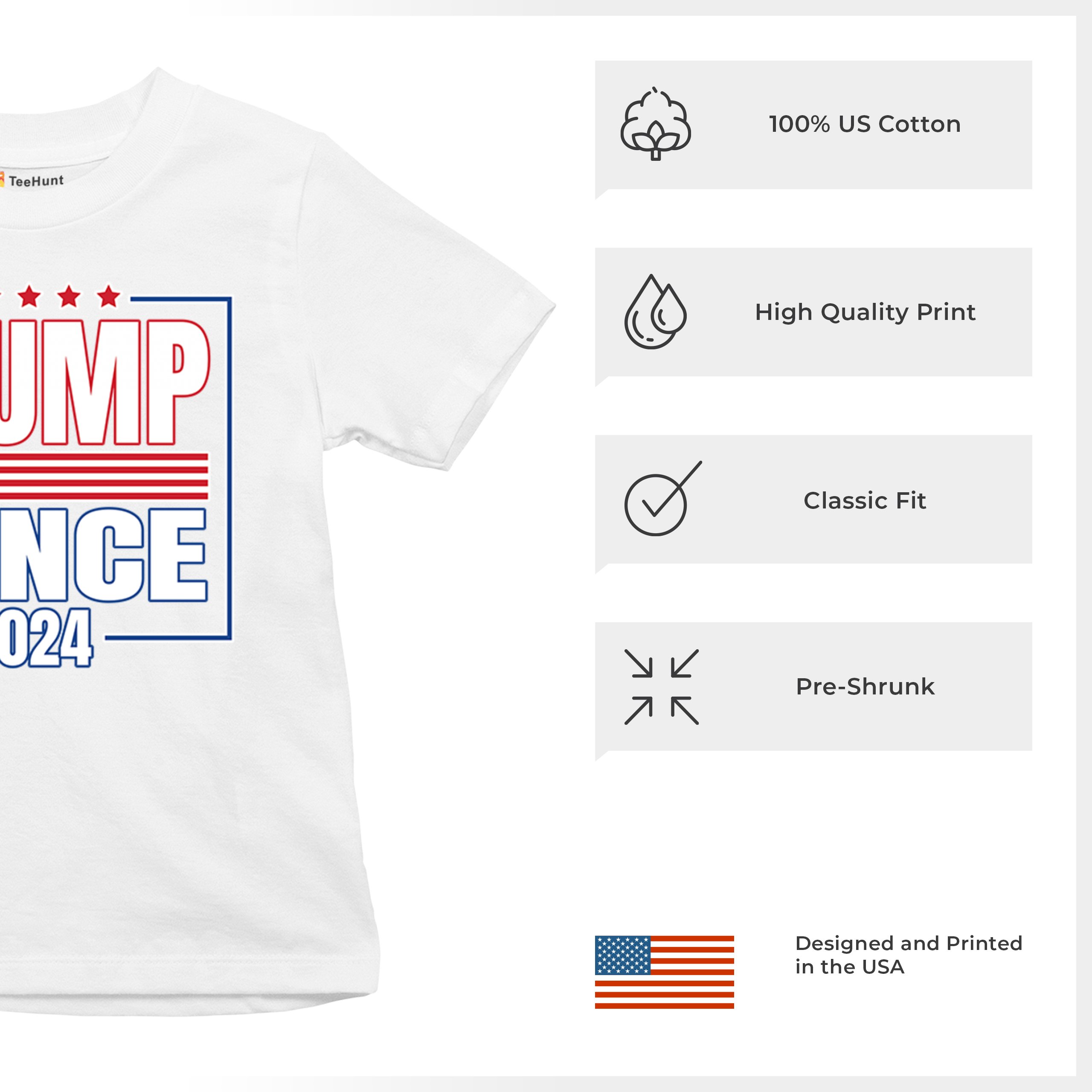 Trump Vance 2024 American Flag Youth T-shirt 47 President MAGA Republican Kids - Picture 28 of 50