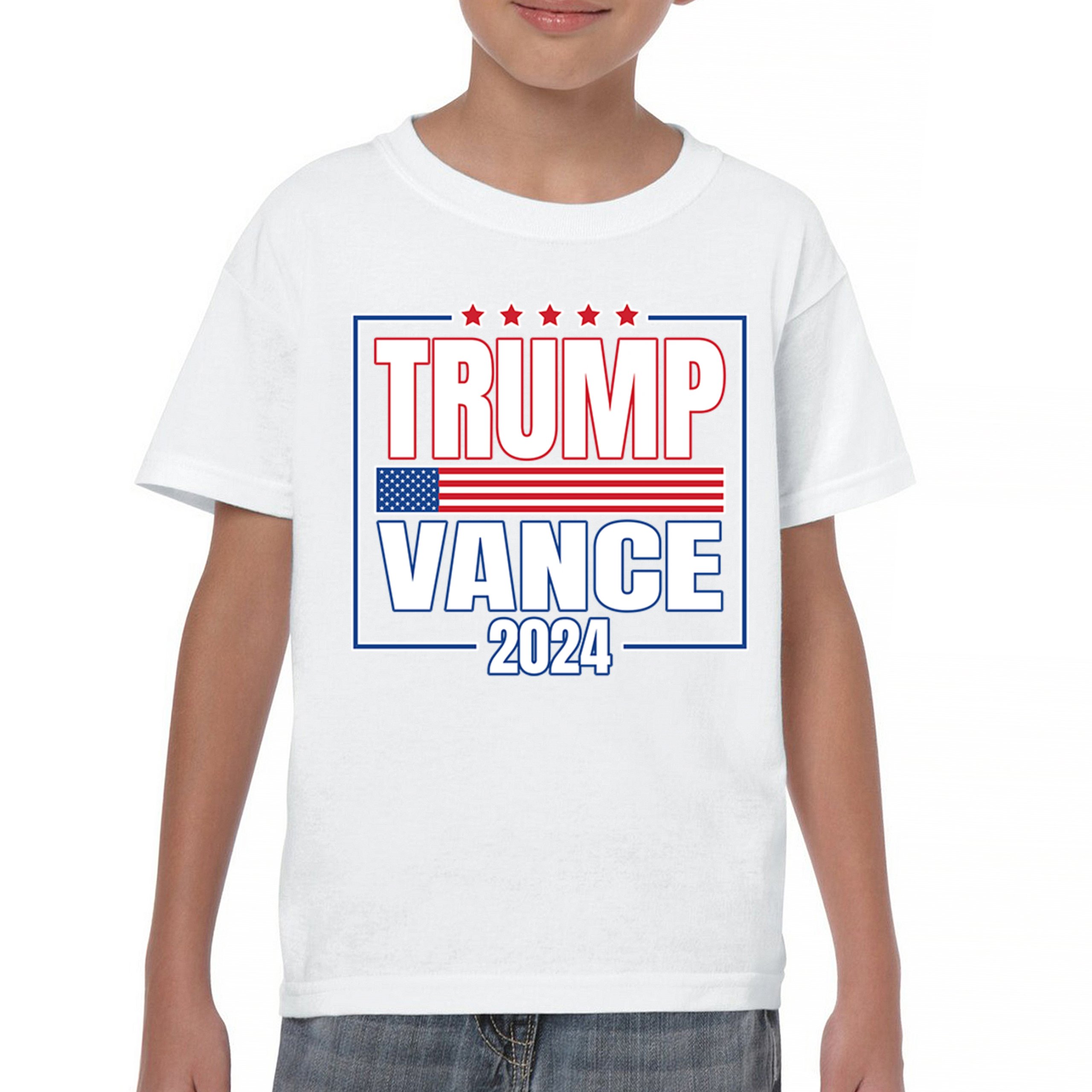 Trump Vance 2024 American Flag Youth T-shirt 47 President MAGA Republican Kids - Picture 23 of 50
