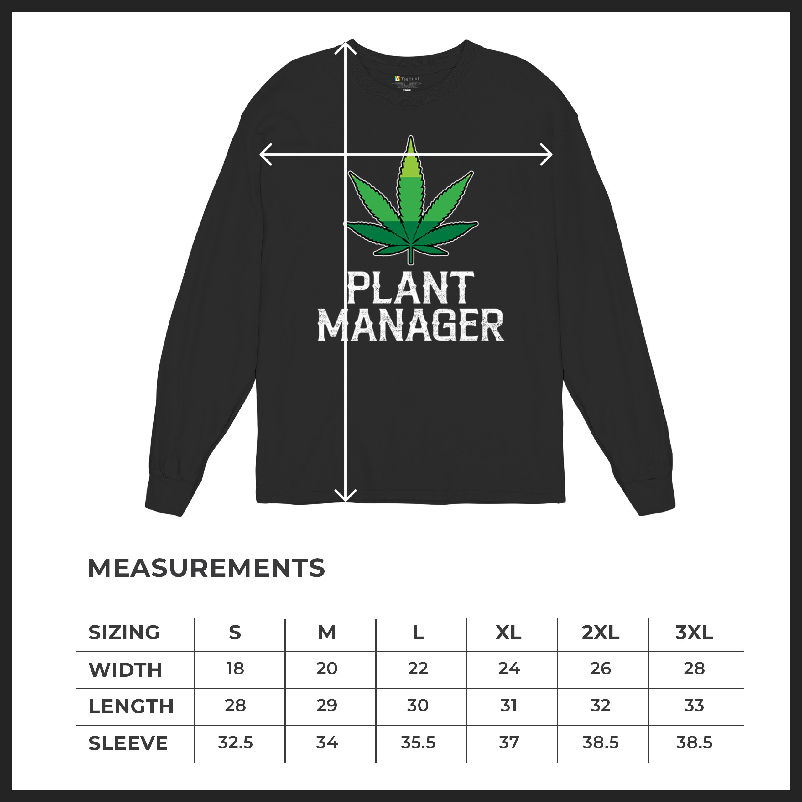 Plant Manager Long Sleeve T-shirt Funny Pot Leaf Smoking 420 Marijuana Cannabis - Picture 8 of 57