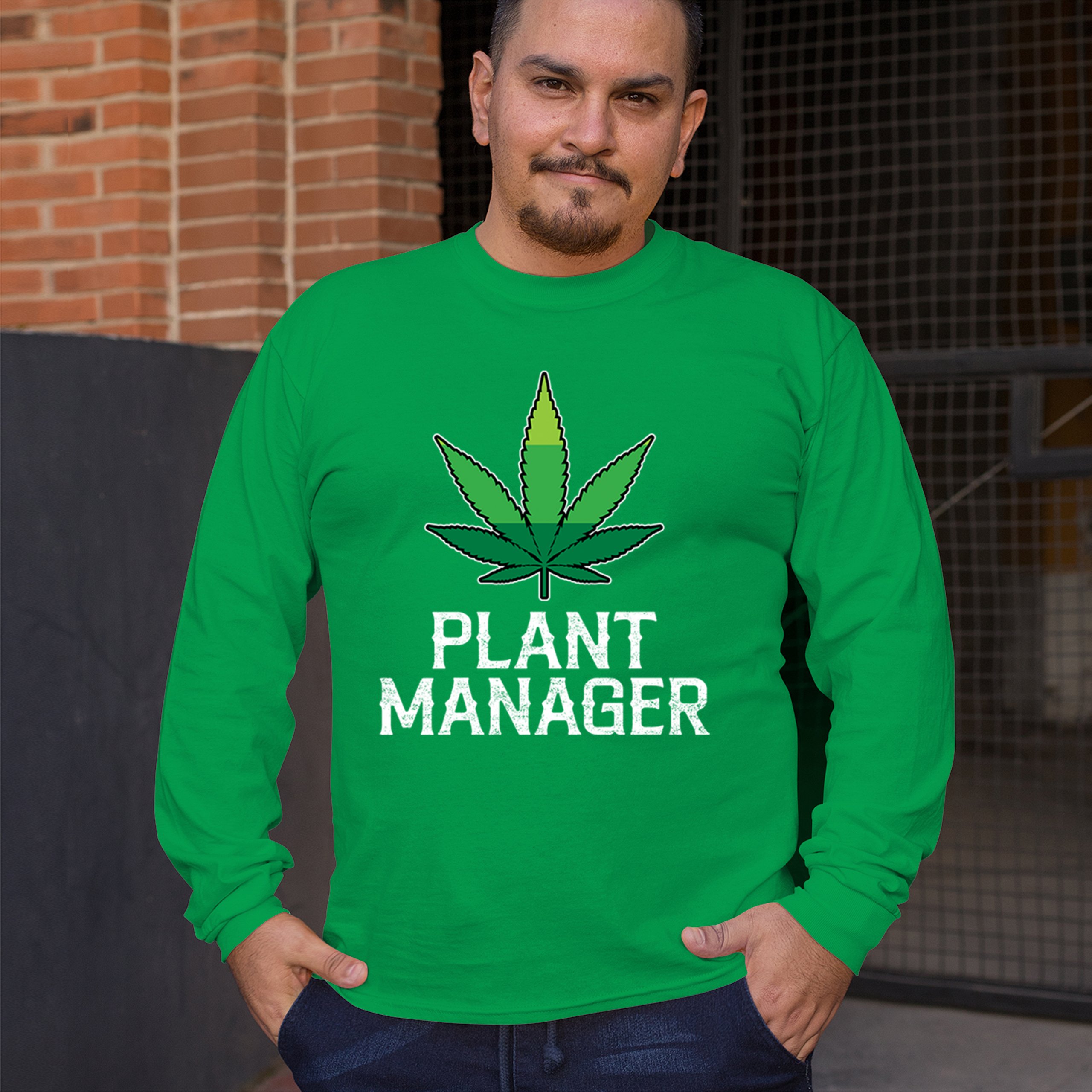 Plant Manager Long Sleeve T-shirt Funny Pot Leaf Smoking 420 Marijuana Cannabis - Picture 33 of 57