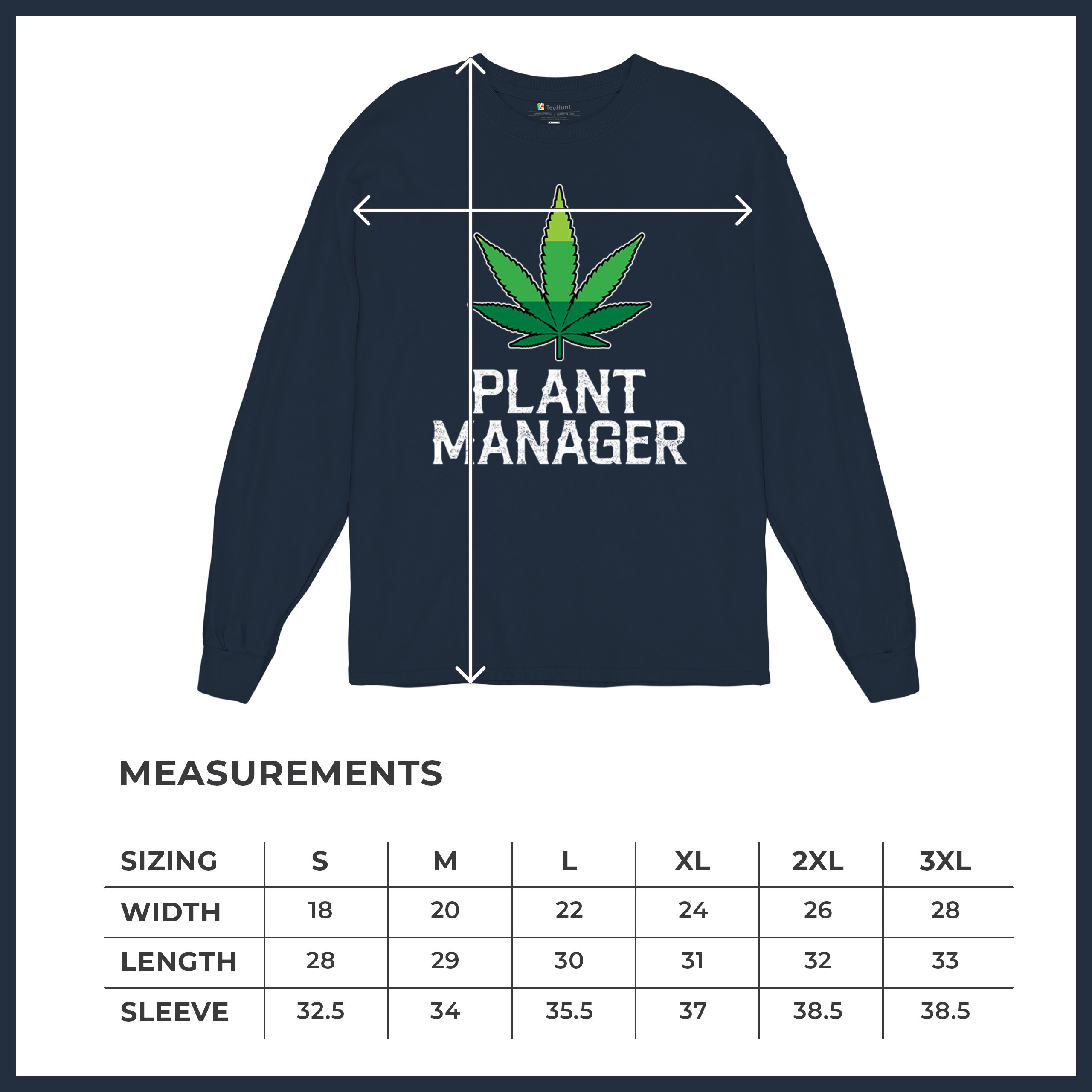 Plant Manager Long Sleeve T-shirt Funny Pot Leaf Smoking 420 Marijuana Cannabis - Picture 29 of 57