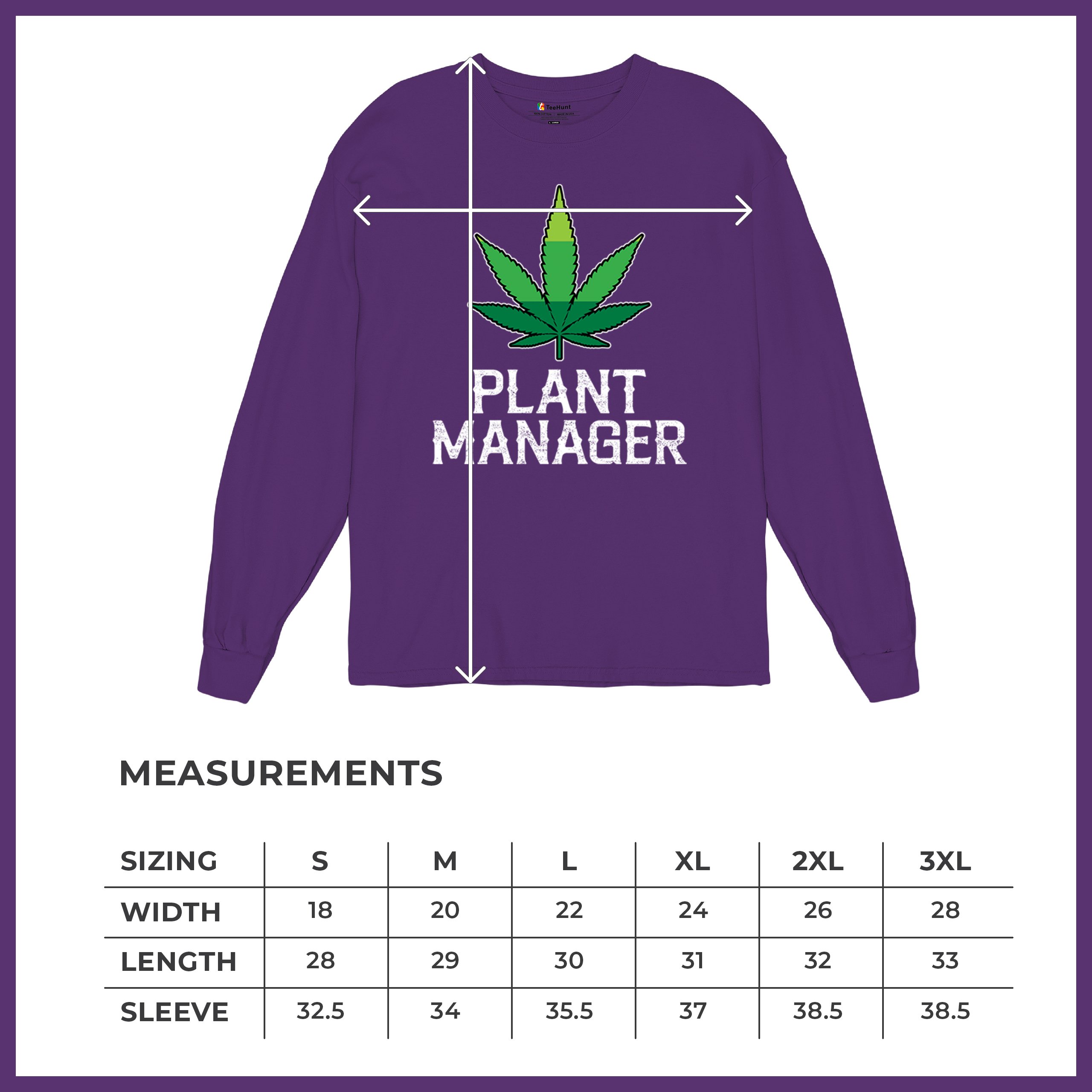 Plant Manager Long Sleeve T-shirt Funny Pot Leaf Smoking 420 Marijuana Cannabis - Picture 15 of 57