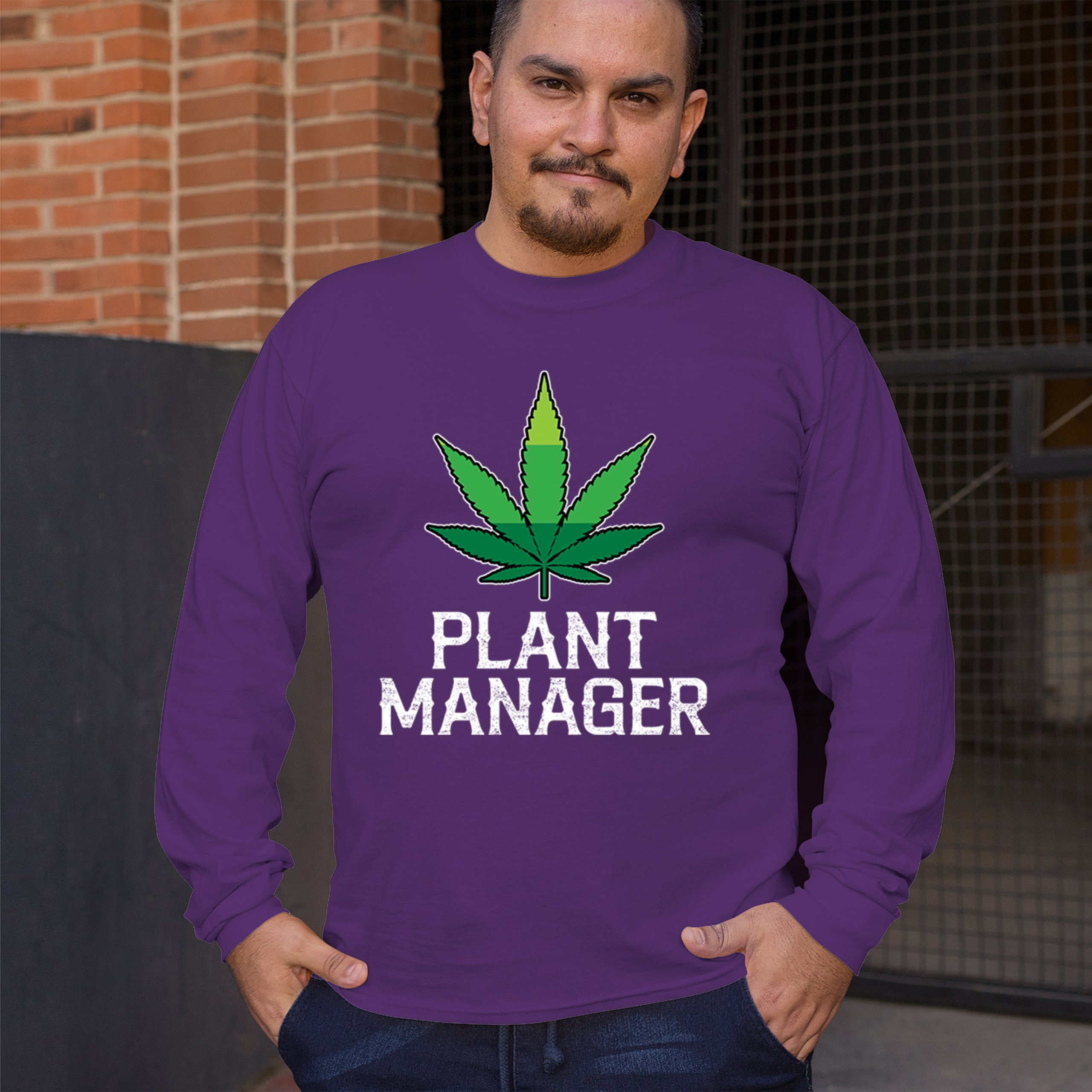 Plant Manager Long Sleeve T-shirt Funny Pot Leaf Smoking 420 Marijuana Cannabis - Picture 12 of 57