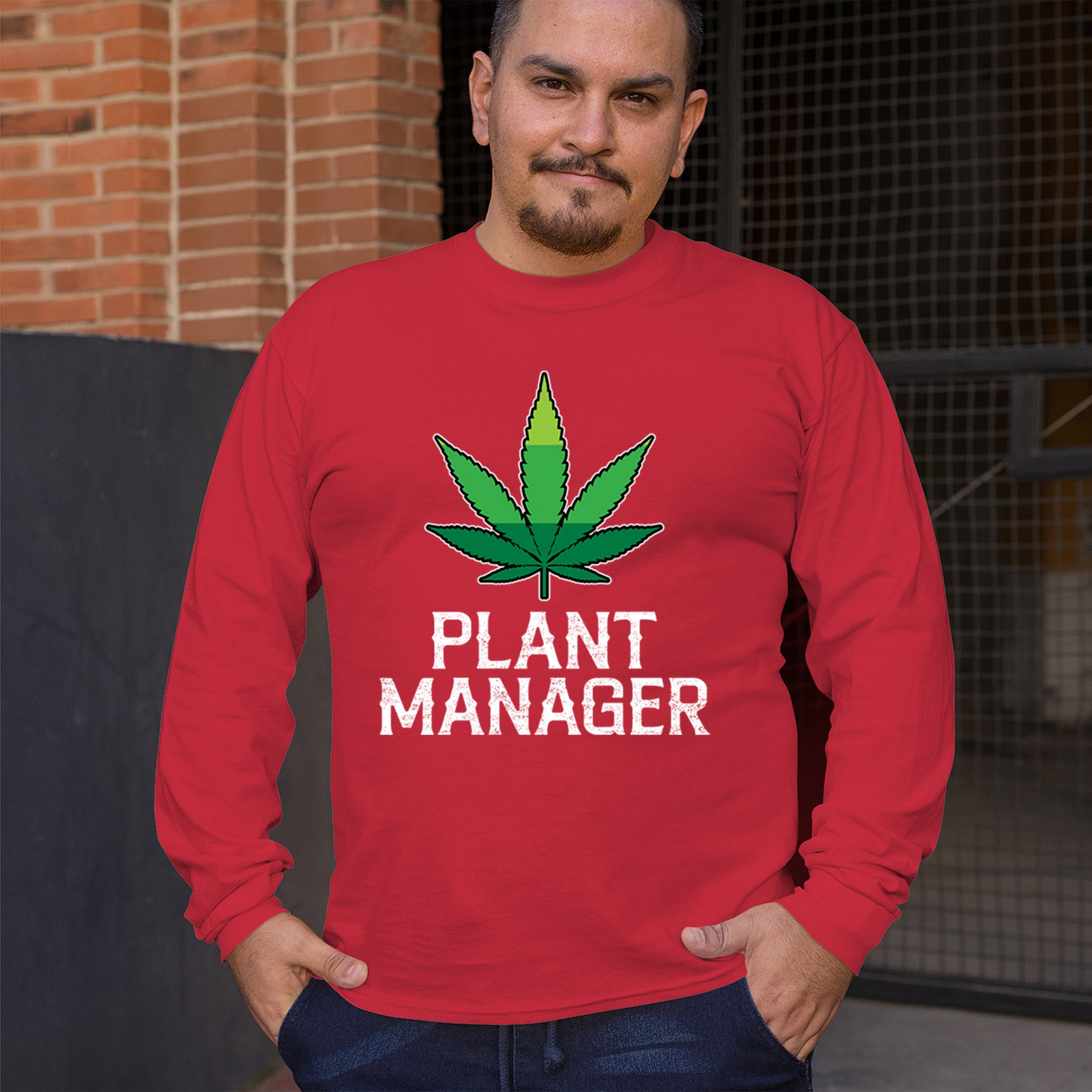 Plant Manager Long Sleeve T-shirt Funny Pot Leaf Smoking 420 Marijuana Cannabis - Picture 19 of 57