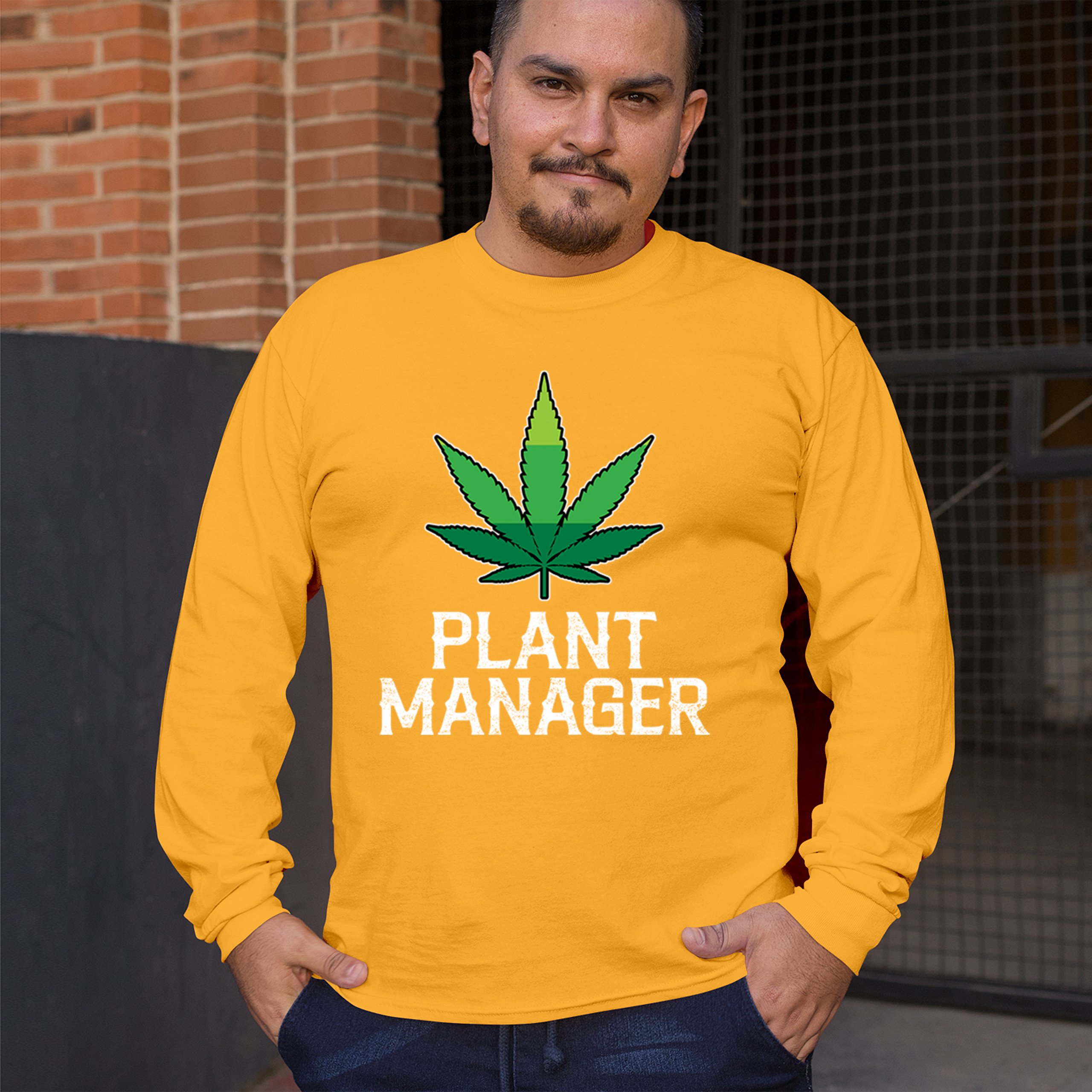 Plant Manager Long Sleeve T-shirt Funny Pot Leaf Smoking 420 Marijuana Cannabis - Picture 54 of 57