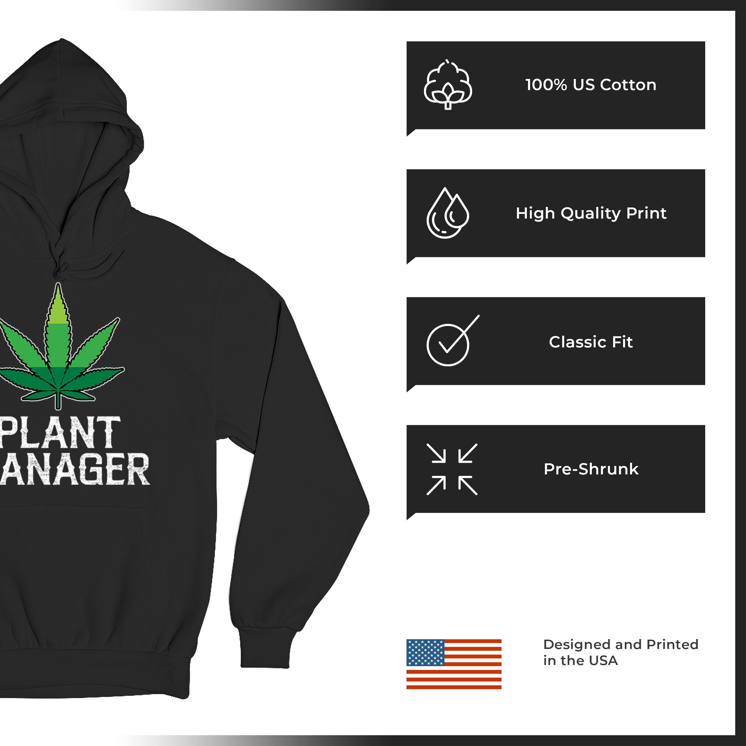 Plant Manager Sweatshirt Funny Pot Leaf Smoking 420 Marijuana Cannabis Hoodie - Picture 7 of 43