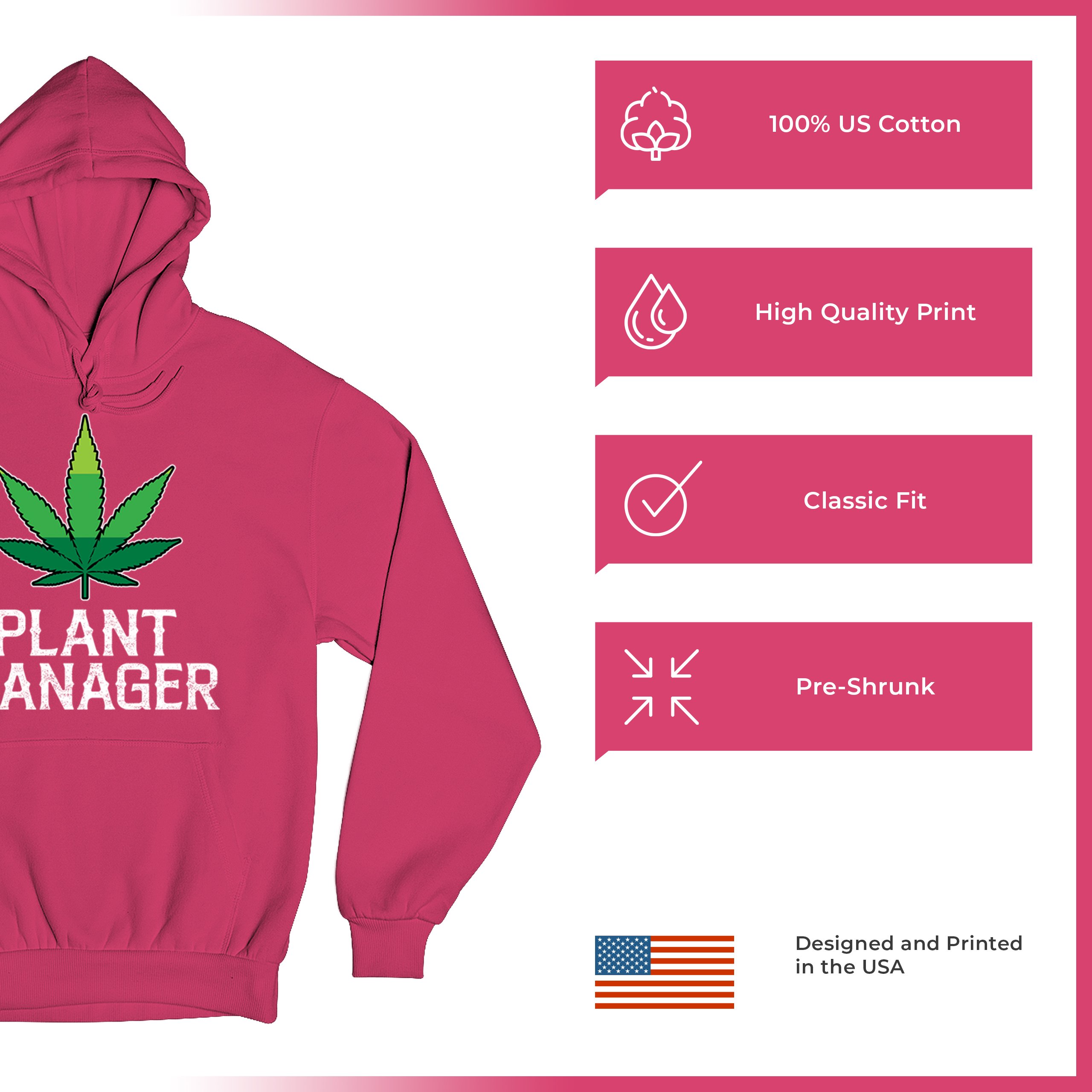 Plant Manager Sweatshirt Funny Pot Leaf Smoking 420 Marijuana Cannabis Hoodie - Picture 42 of 43
