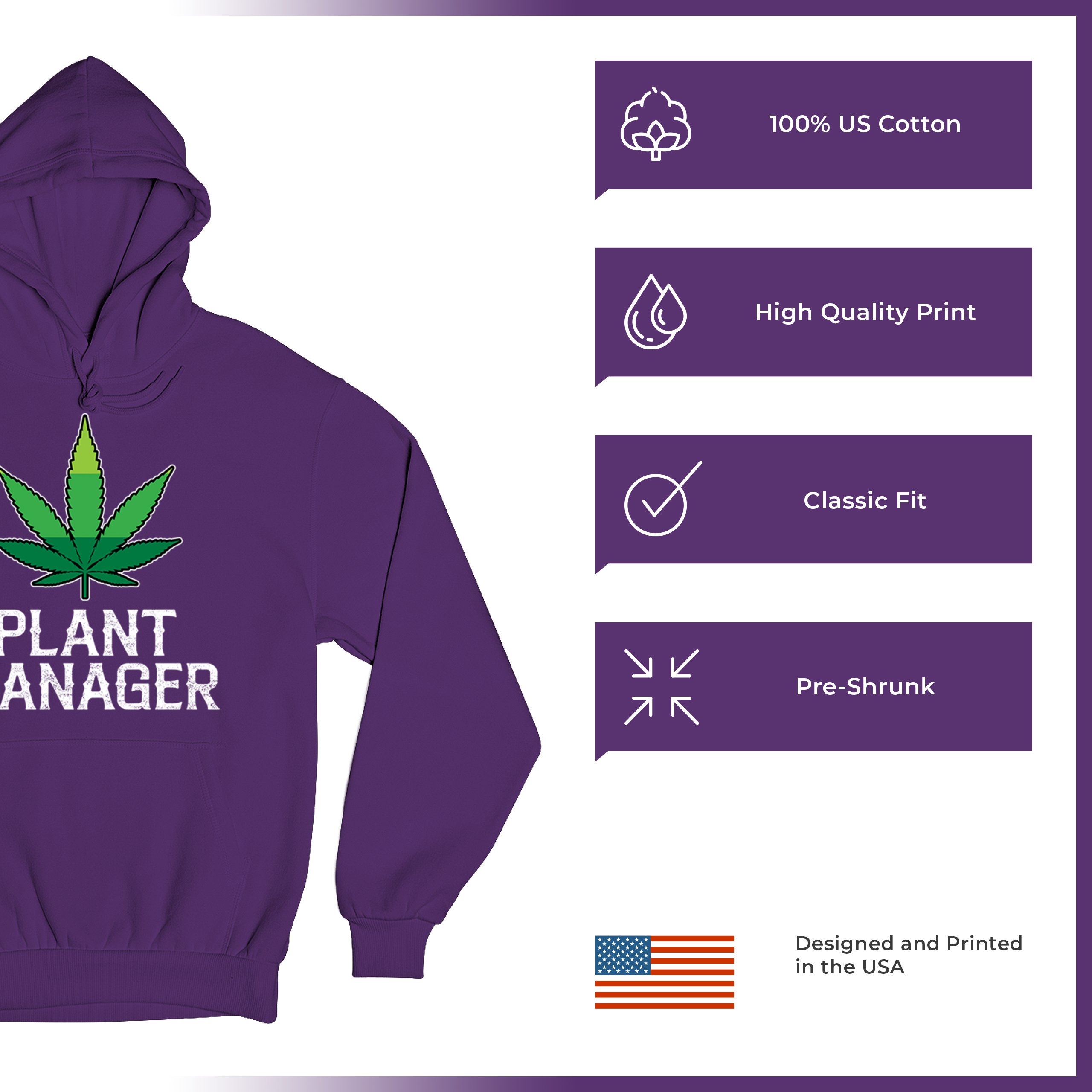 Plant Manager Sweatshirt Funny Pot Leaf Smoking 420 Marijuana Cannabis Hoodie - Picture 21 of 43