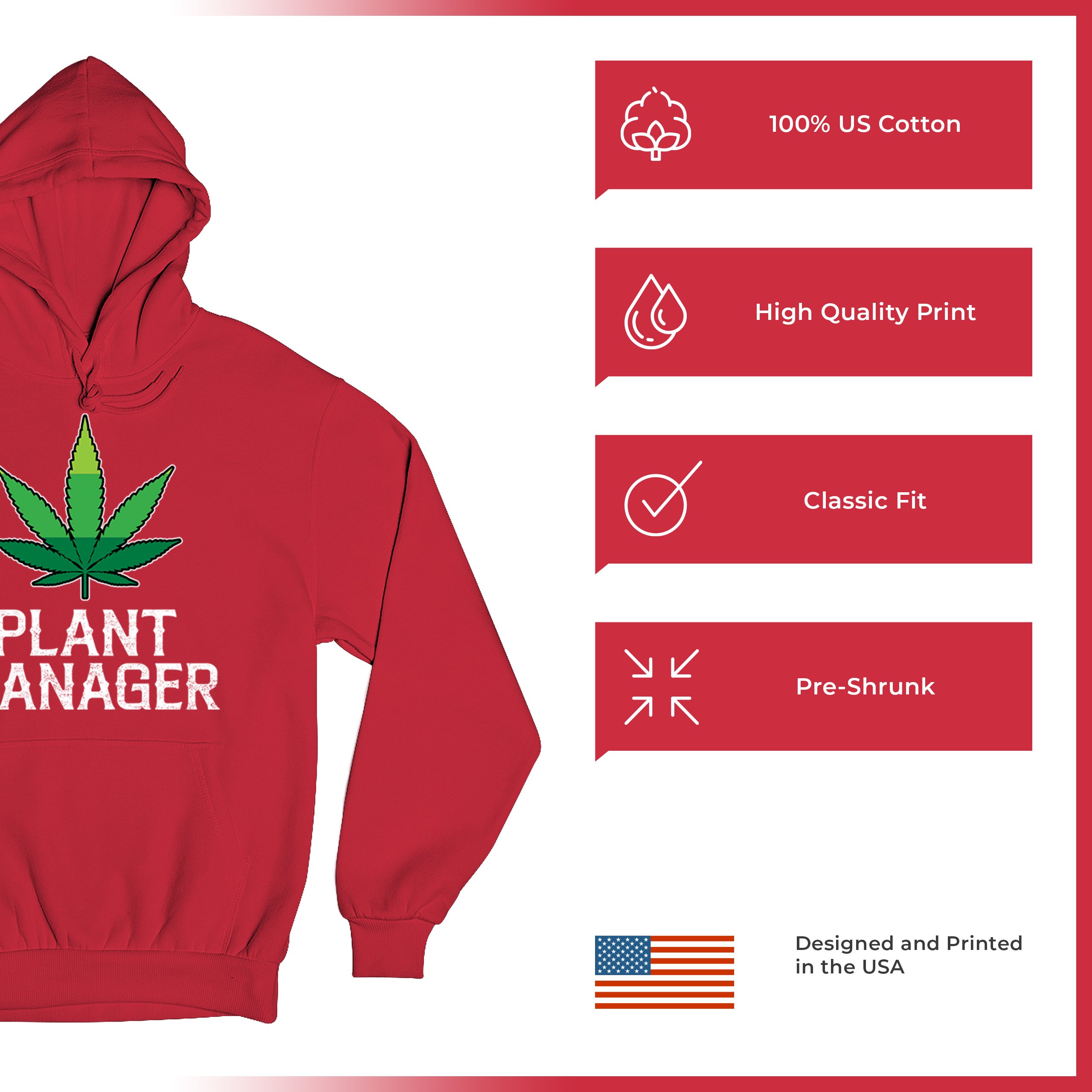 Plant Manager Sweatshirt Funny Pot Leaf Smoking 420 Marijuana Cannabis Hoodie - Picture 28 of 43