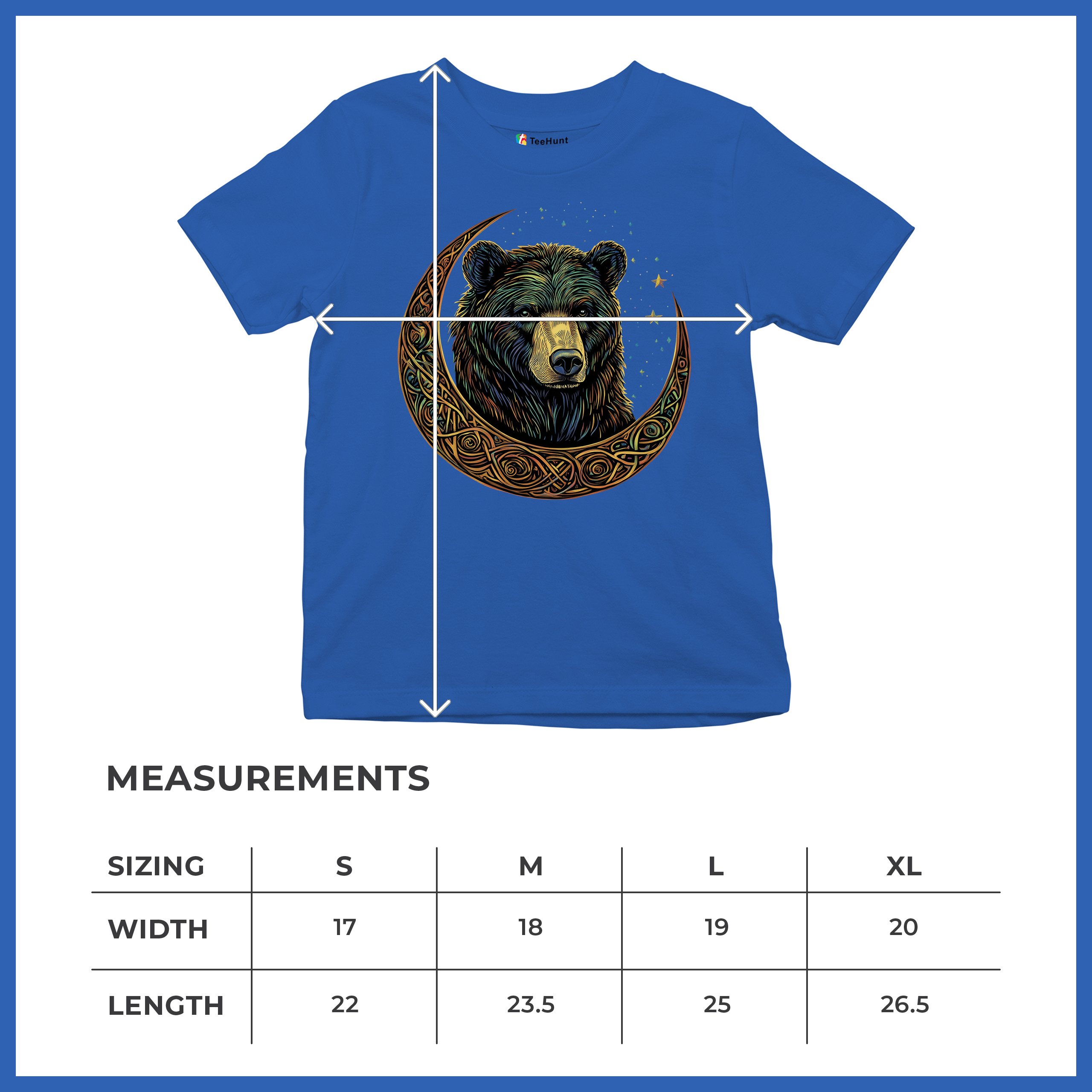 Celtic Moon Bear Youth T-shirt Mystical Forest Animal Wildlife Celestial Kids - Picture 43 of 50