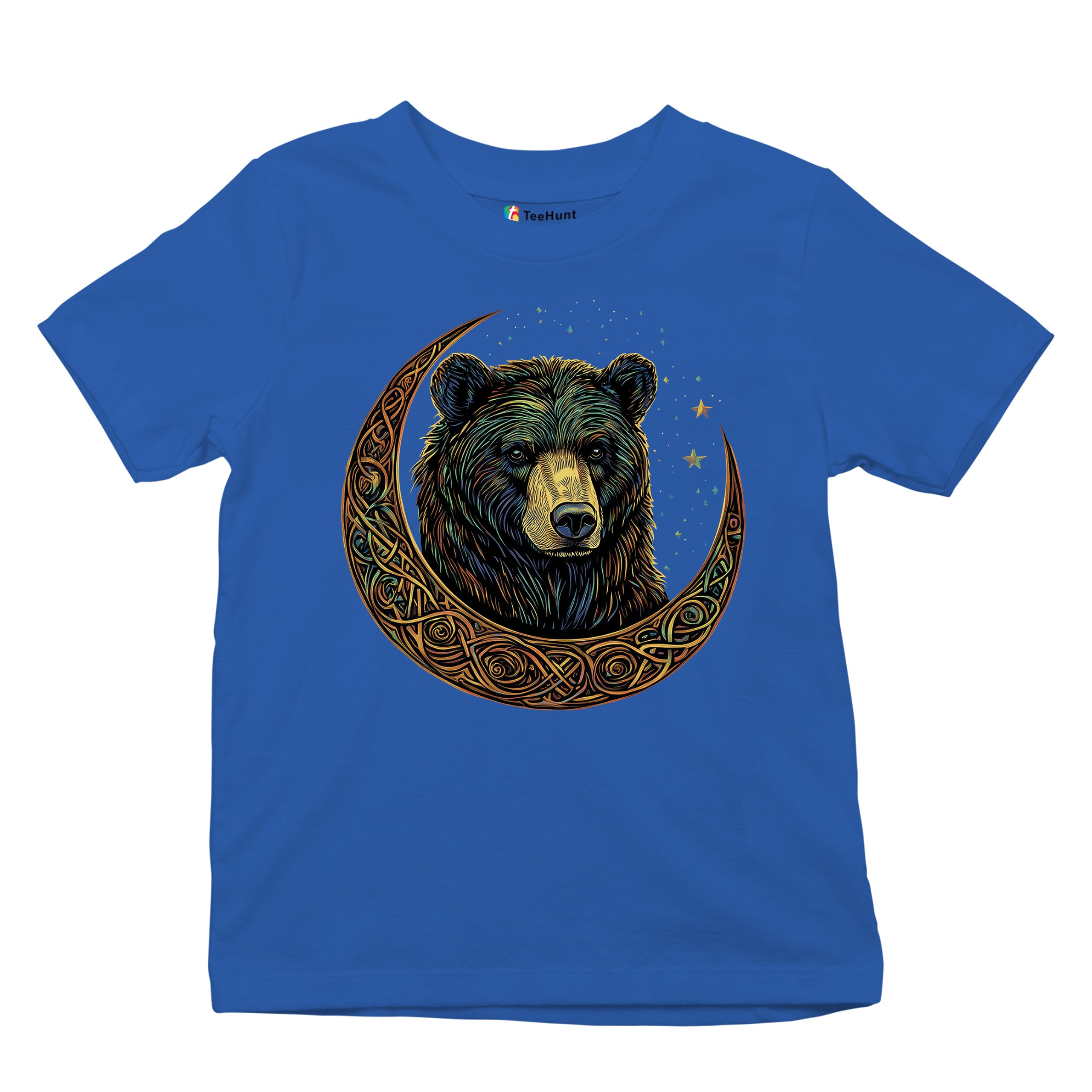 Celtic Moon Bear Youth T-shirt Mystical Forest Animal Wildlife Celestial Kids - Picture 41 of 50