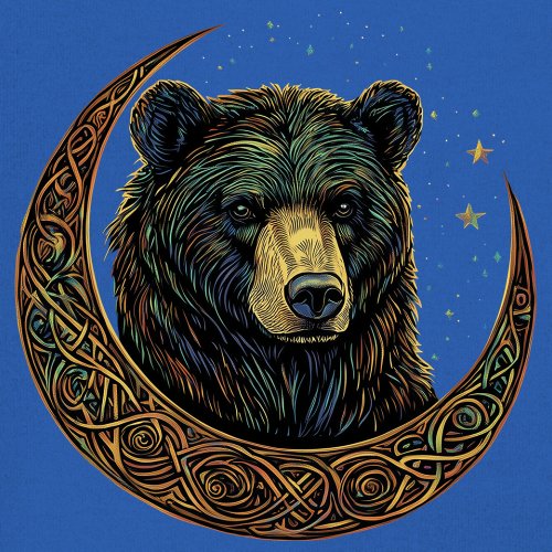 Celtic Moon Bear Youth T-shirt Mystical Forest Animal Wildlife Celestial Kids - Picture 39 of 50