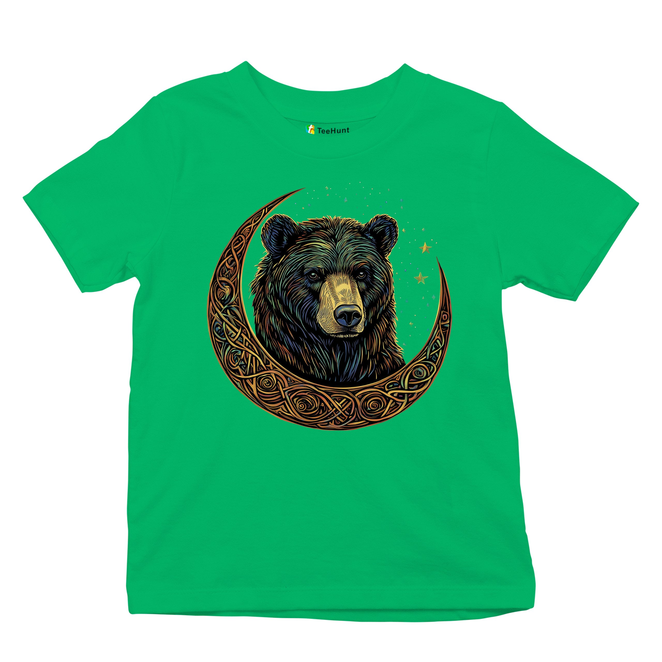 Celtic Moon Bear Youth T-shirt Mystical Forest Animal Wildlife Celestial Kids - Picture 34 of 50