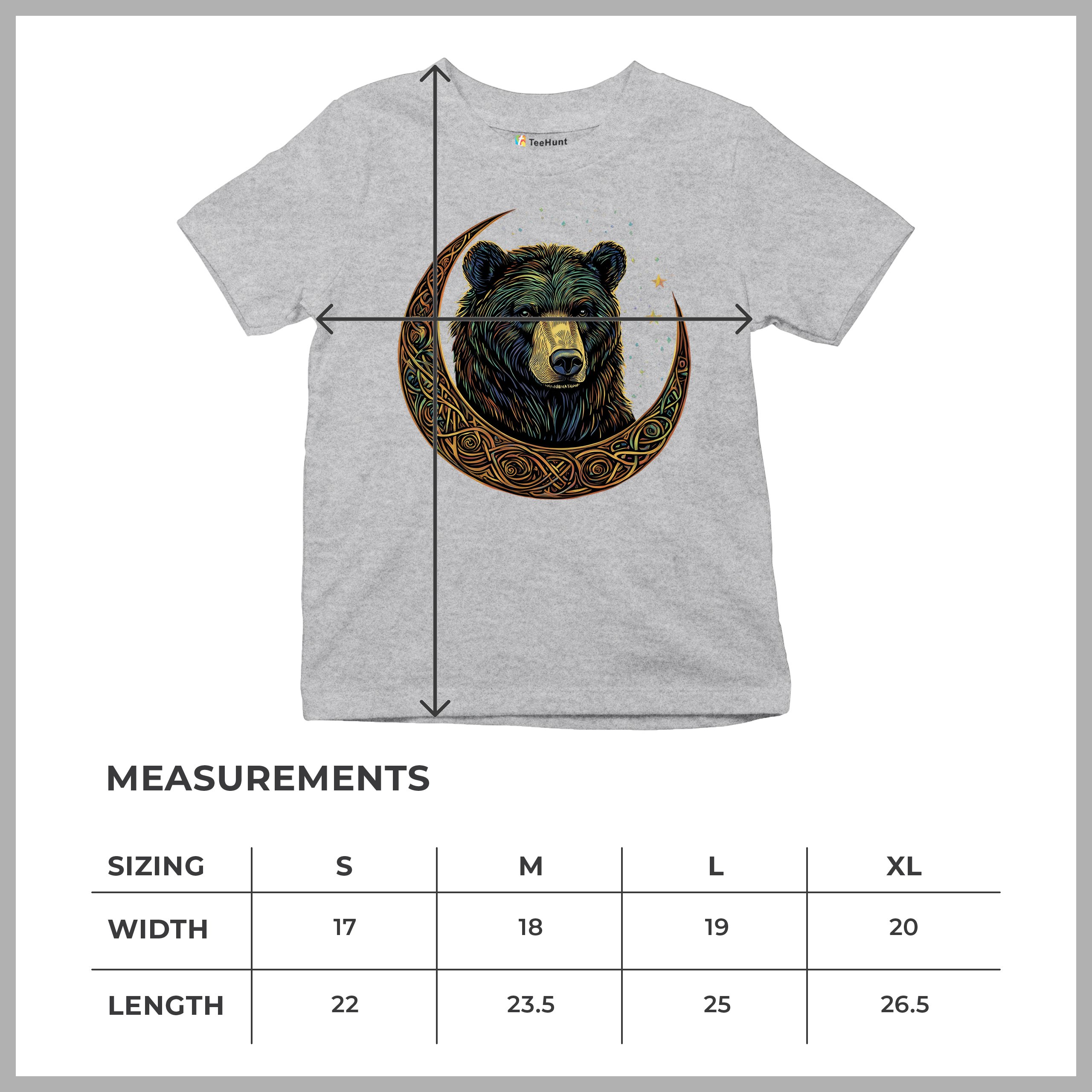 Celtic Moon Bear Youth T-shirt Mystical Forest Animal Wildlife Celestial Kids - Picture 15 of 50
