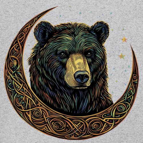 Celtic Moon Bear Youth T-shirt Mystical Forest Animal Wildlife Celestial Kids - Picture 11 of 50