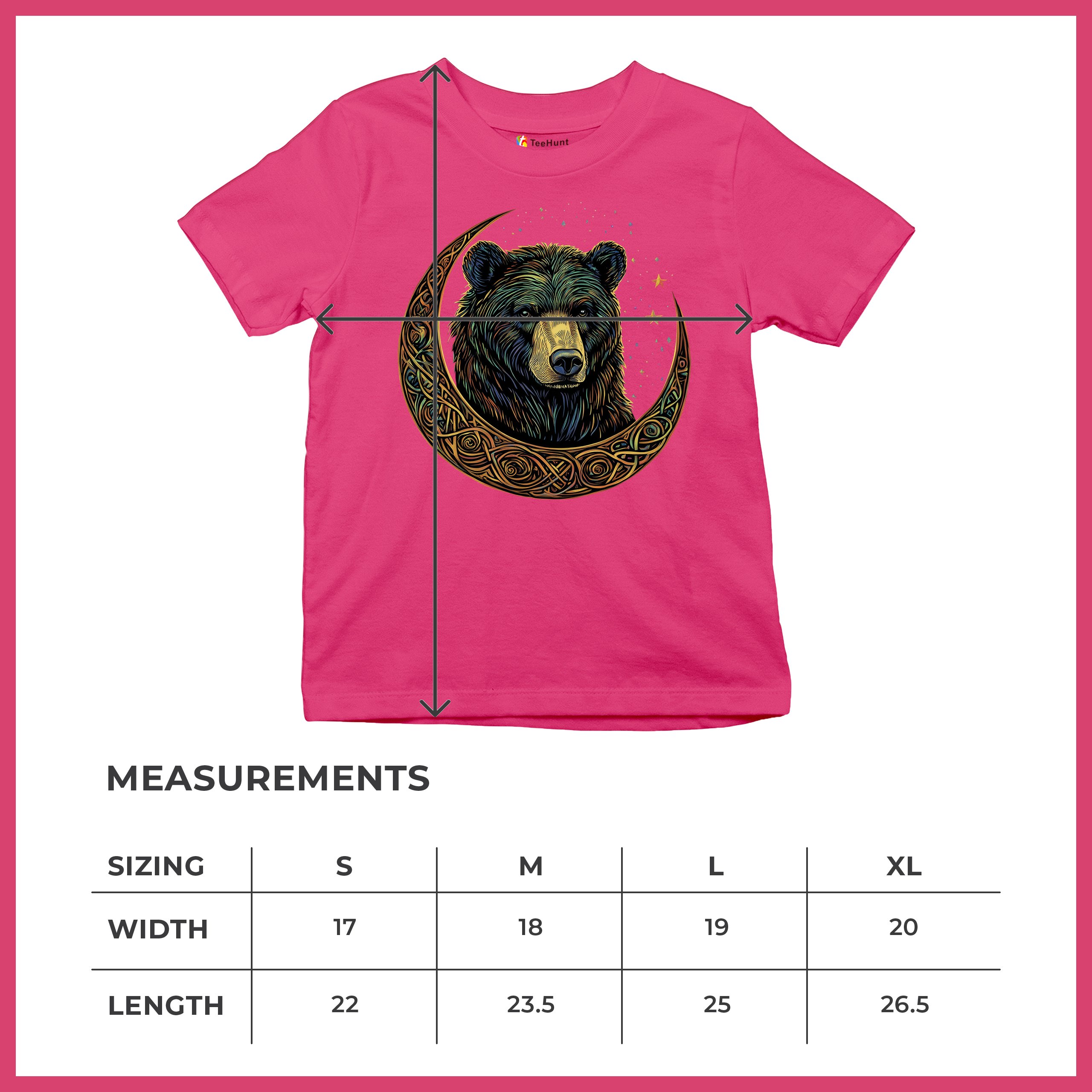 Celtic Moon Bear Youth T-shirt Mystical Forest Animal Wildlife Celestial Kids - Picture 50 of 50