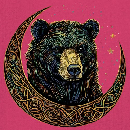 Celtic Moon Bear Youth T-shirt Mystical Forest Animal Wildlife Celestial Kids - Picture 46 of 50