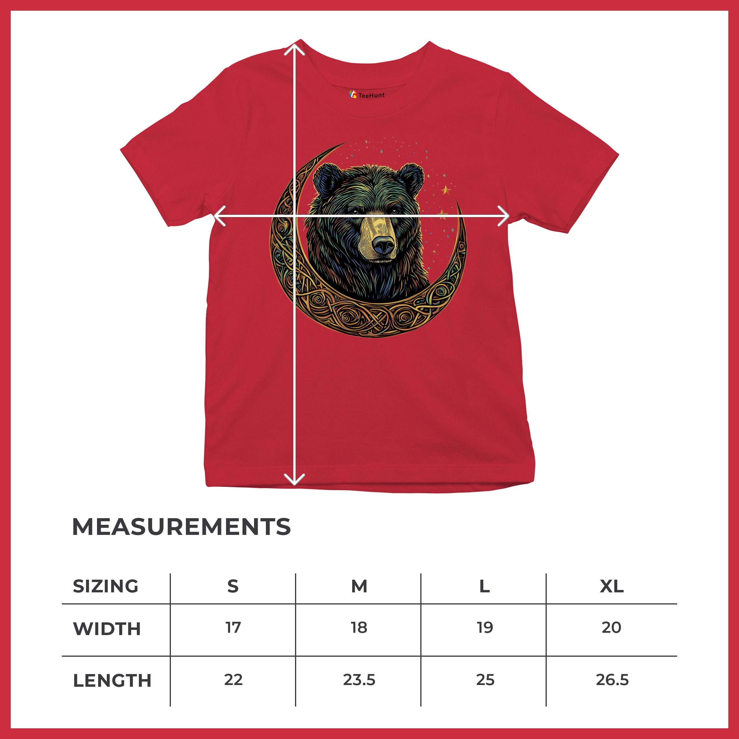 Celtic Moon Bear Youth T-shirt Mystical Forest Animal Wildlife Celestial Kids - Picture 22 of 50