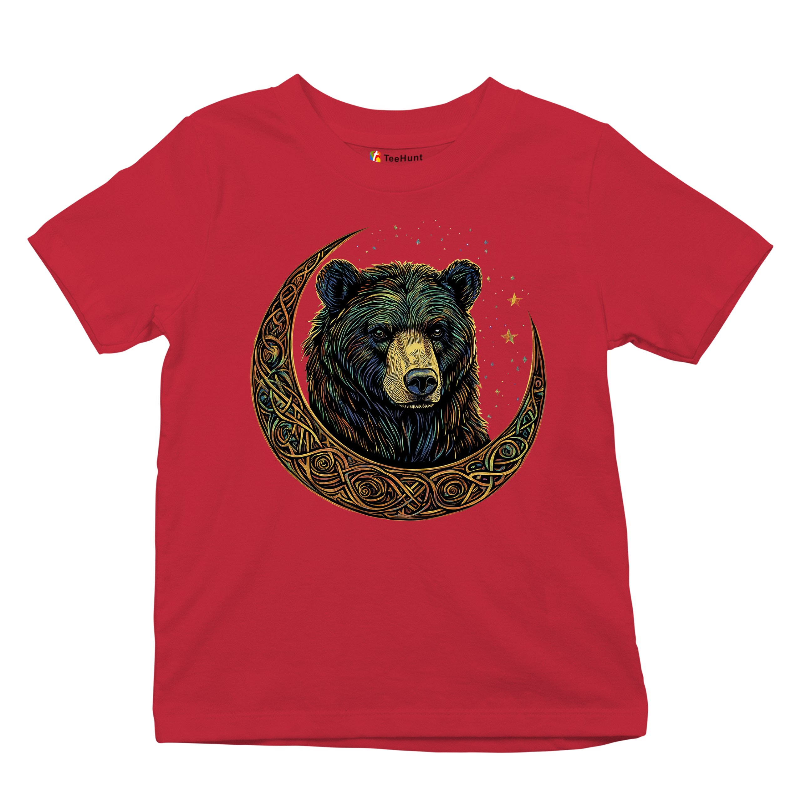 Celtic Moon Bear Youth T-shirt Mystical Forest Animal Wildlife Celestial Kids - Picture 20 of 50