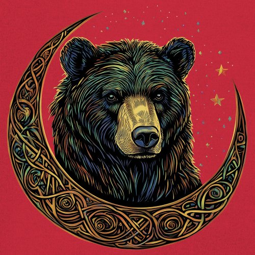 Celtic Moon Bear Youth T-shirt Mystical Forest Animal Wildlife Celestial Kids - Picture 18 of 50