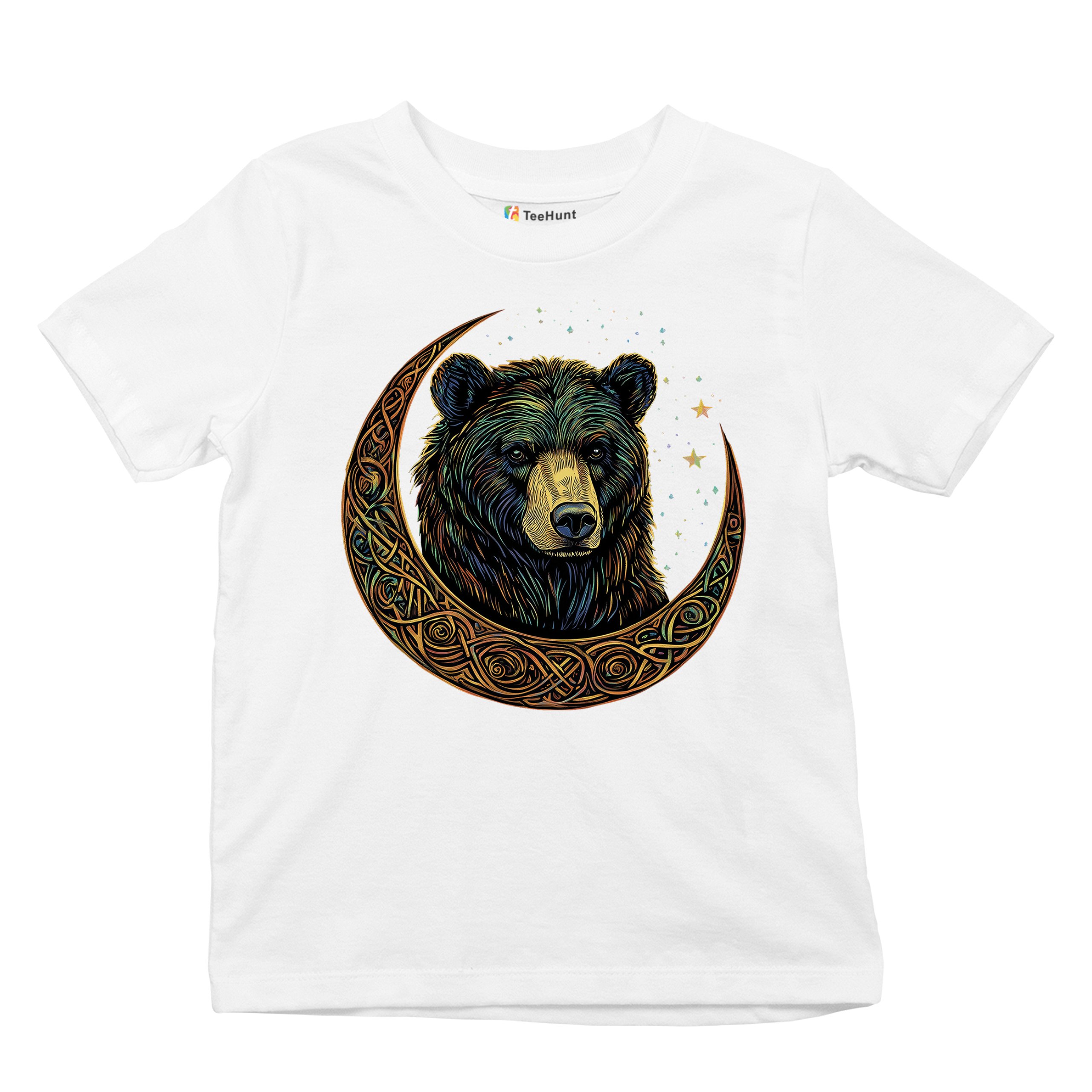 Celtic Moon Bear Youth T-shirt Mystical Forest Animal Wildlife Celestial Kids - Picture 27 of 50