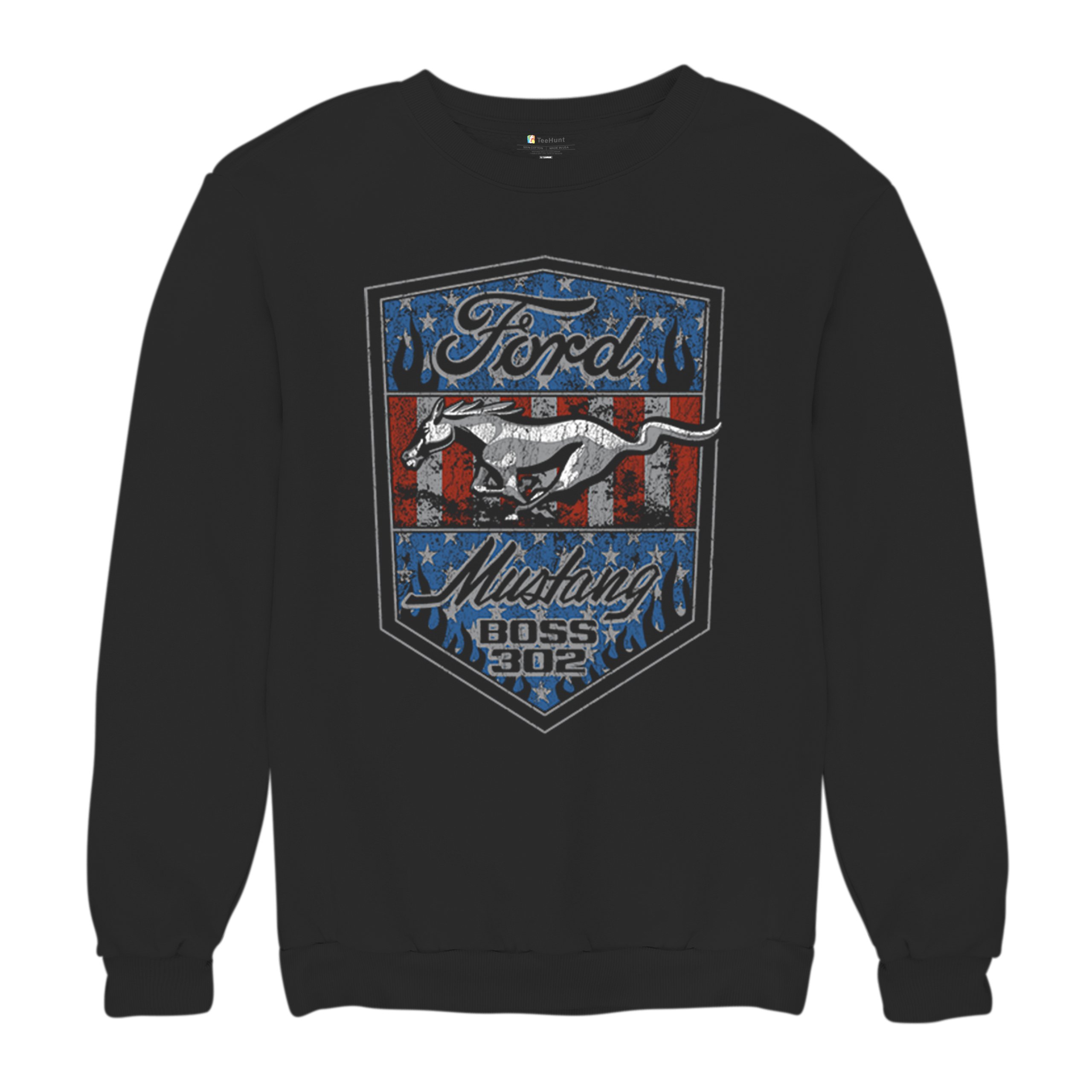 Ford Mustang Boss 302 Sweatshirt American Muscle Performance Racing Crewneck - Afbeelding 13 van 15