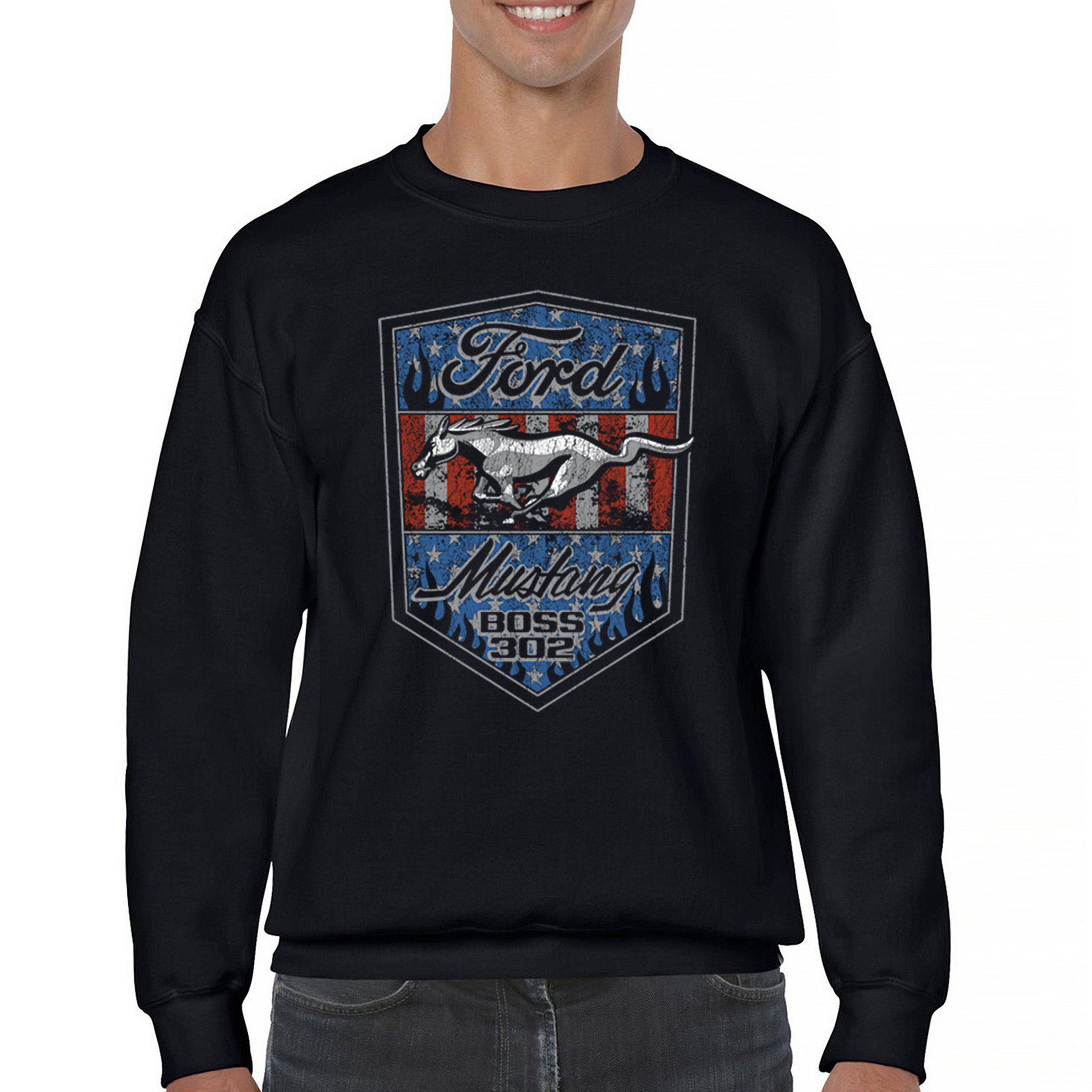 Ford Mustang Boss 302 Sweatshirt American Muscle Performance Racing Crewneck - Afbeelding 9 van 15