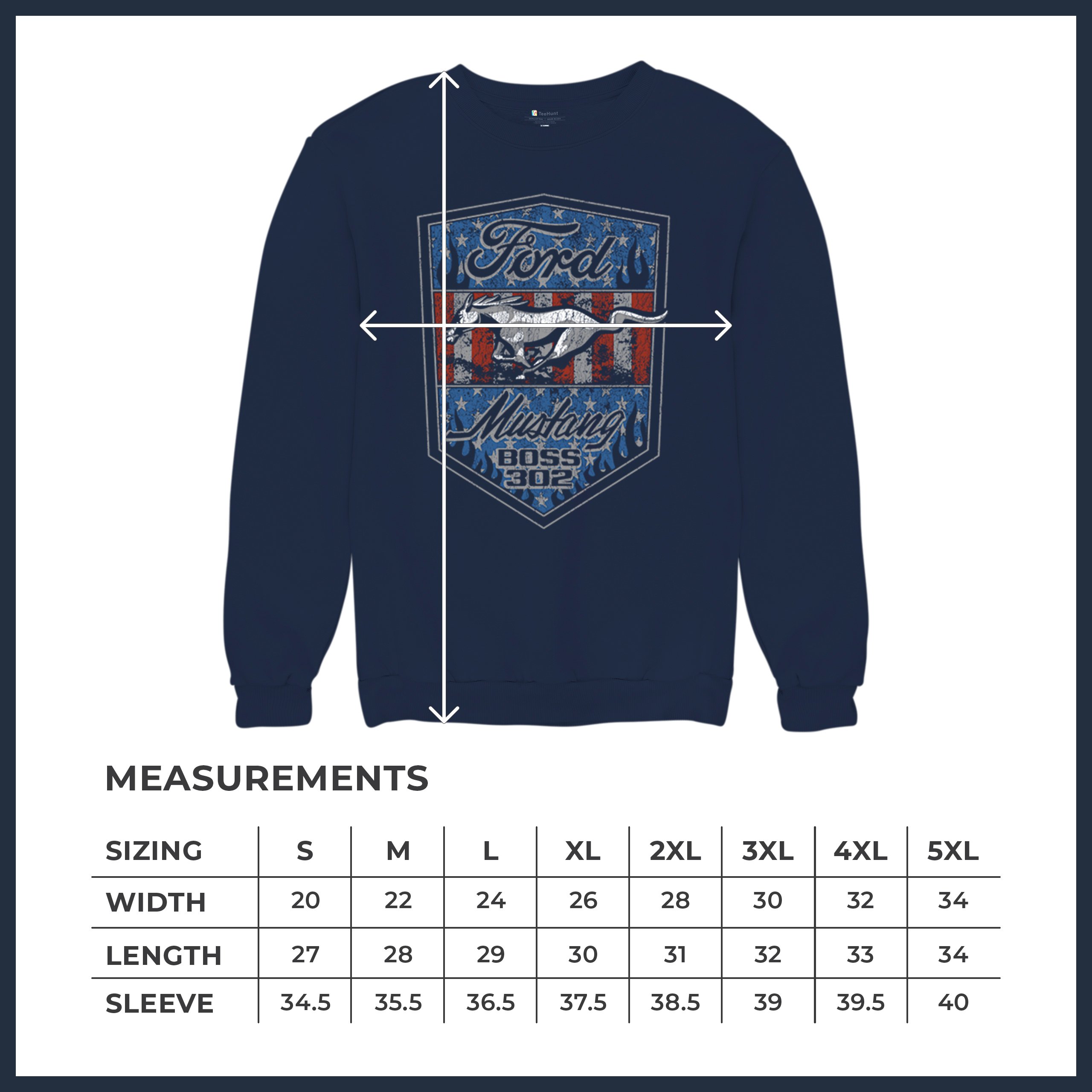 Ford Mustang Boss 302 Sweatshirt American Muscle Performance Racing Crewneck - Afbeelding 8 van 15