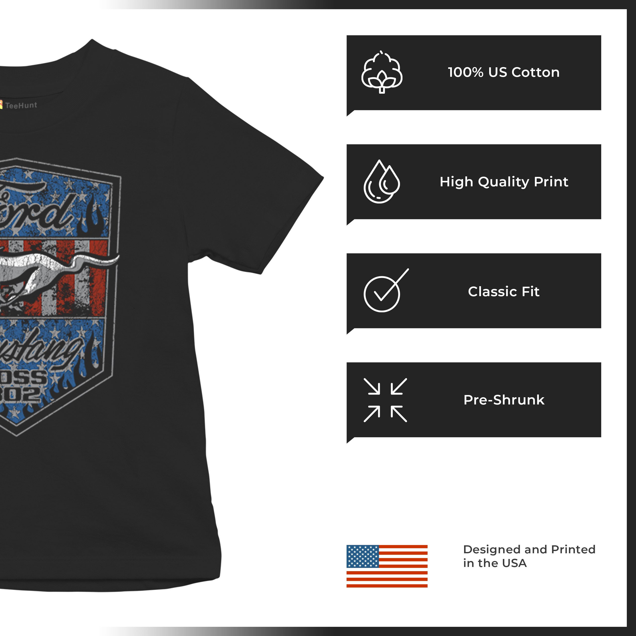 Ford Mustang Boss 302 Youth T-shirt American Muscle Performance Racing Kids - Picture 7 of 8